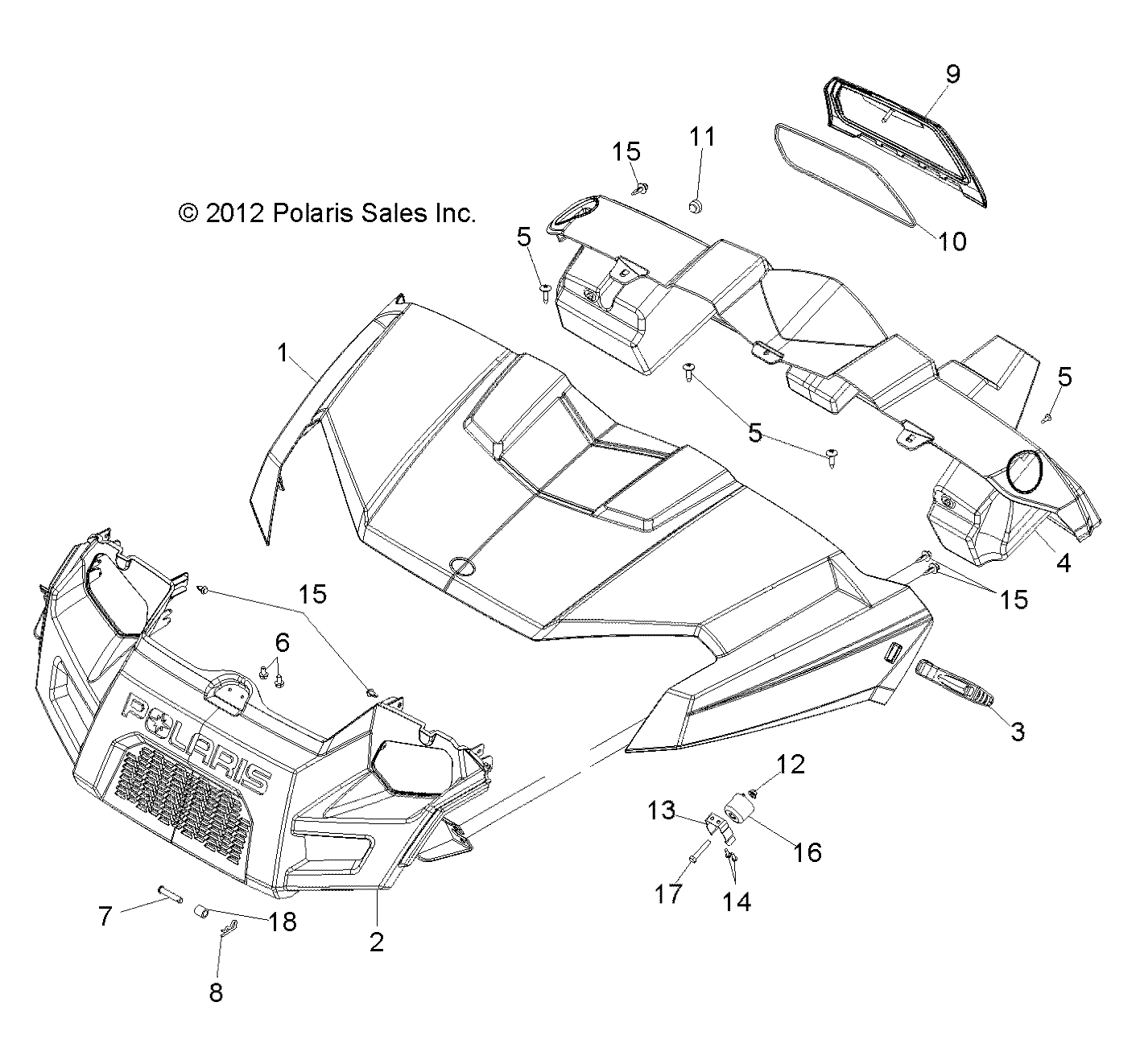 BODY, HOOD, DASH and GRILL - R13RH50AG/AH/AM/AR (49RGRHOOD13500)