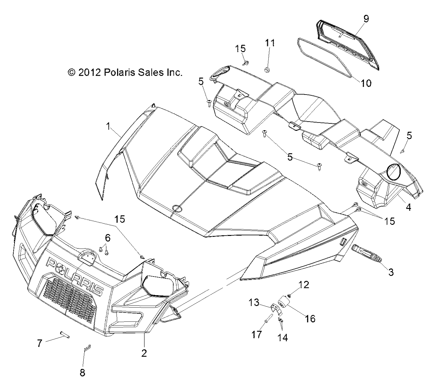 BODY, HOOD, DASH and GRILL - R13RC08GA/GH/FA/FH (49RGRHOOD13500CREW)