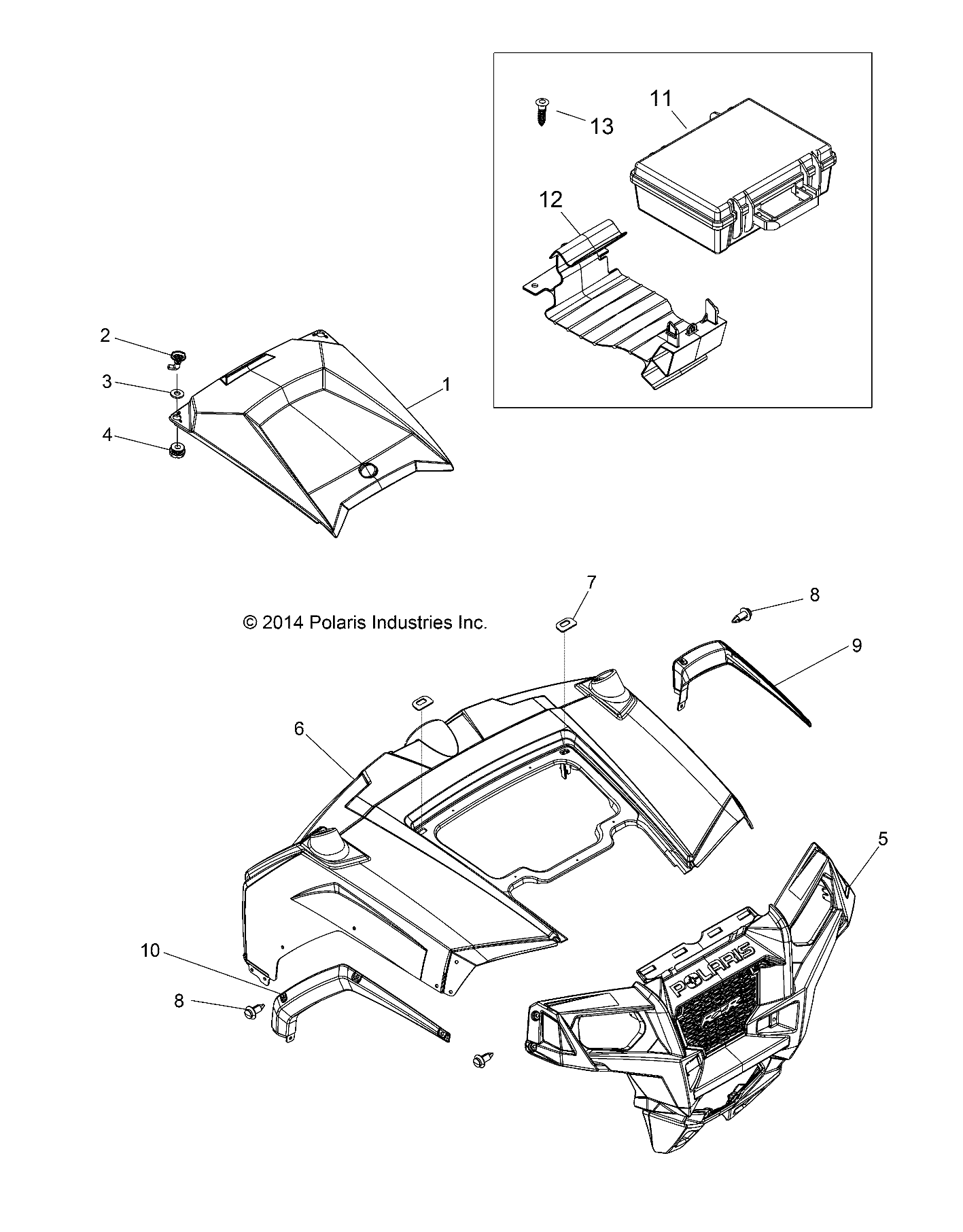 BODY, HOOD and FRONT BODY WORK - Z17VJE57AR (49RGRHOOD15RZR570)