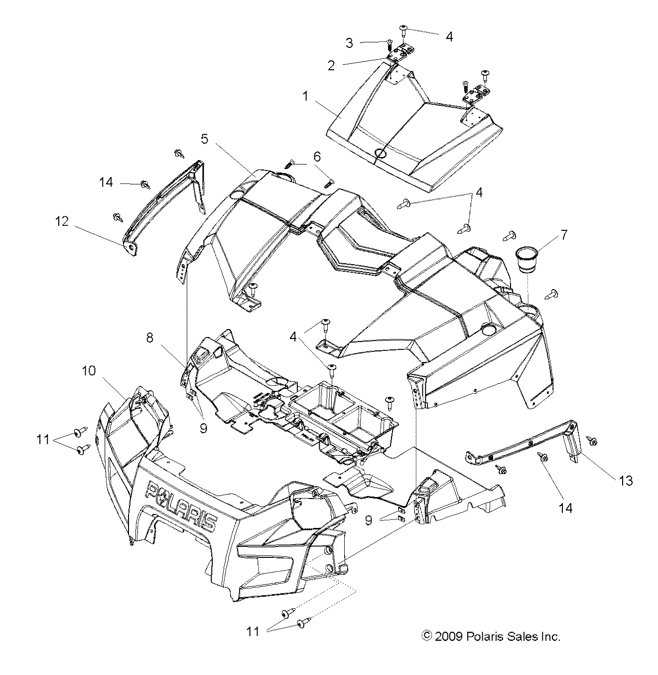 BODY, HOOD and FRONT FASCIA - R10TH76/TY76 ALL OPTIONS (49RGRLATCH108004X4)