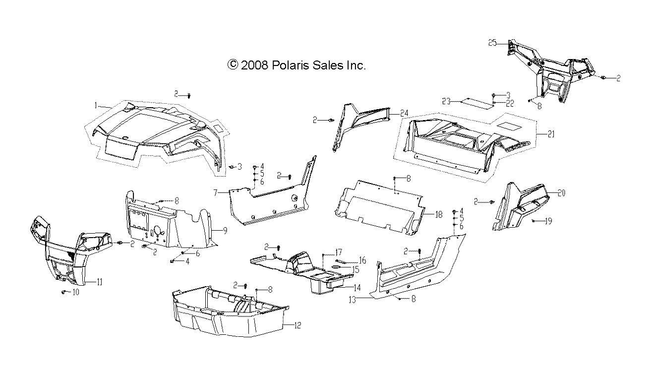 BODY, HOOD, BUMPERS, PANELS, FLOOR and RACK - R11VA17AA (49RGRMOLDINGS09RZR170)