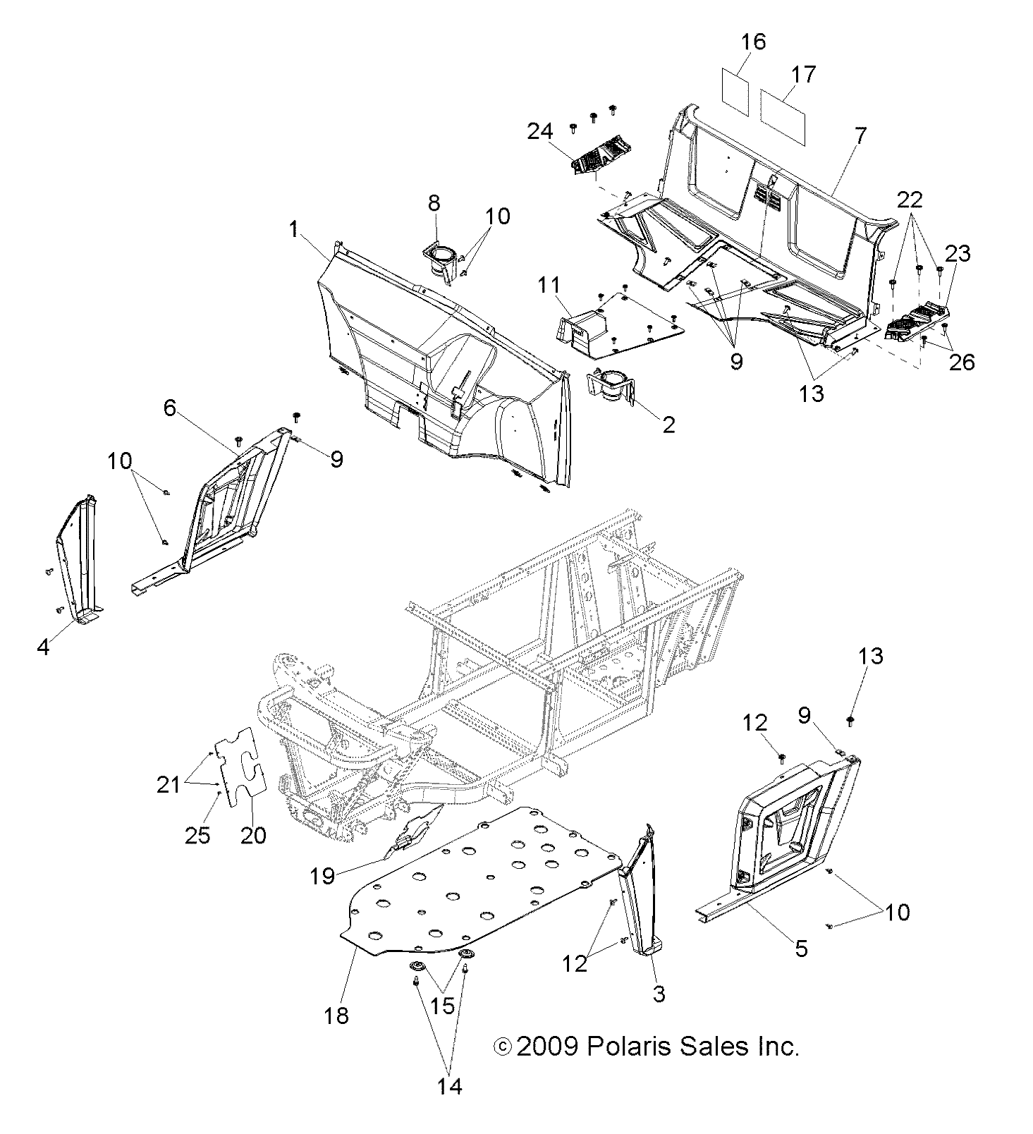 BODY, FLOOR and FENDERS - R13RH50AG/AH/AM/AR (49RGRMOLDINGS10)