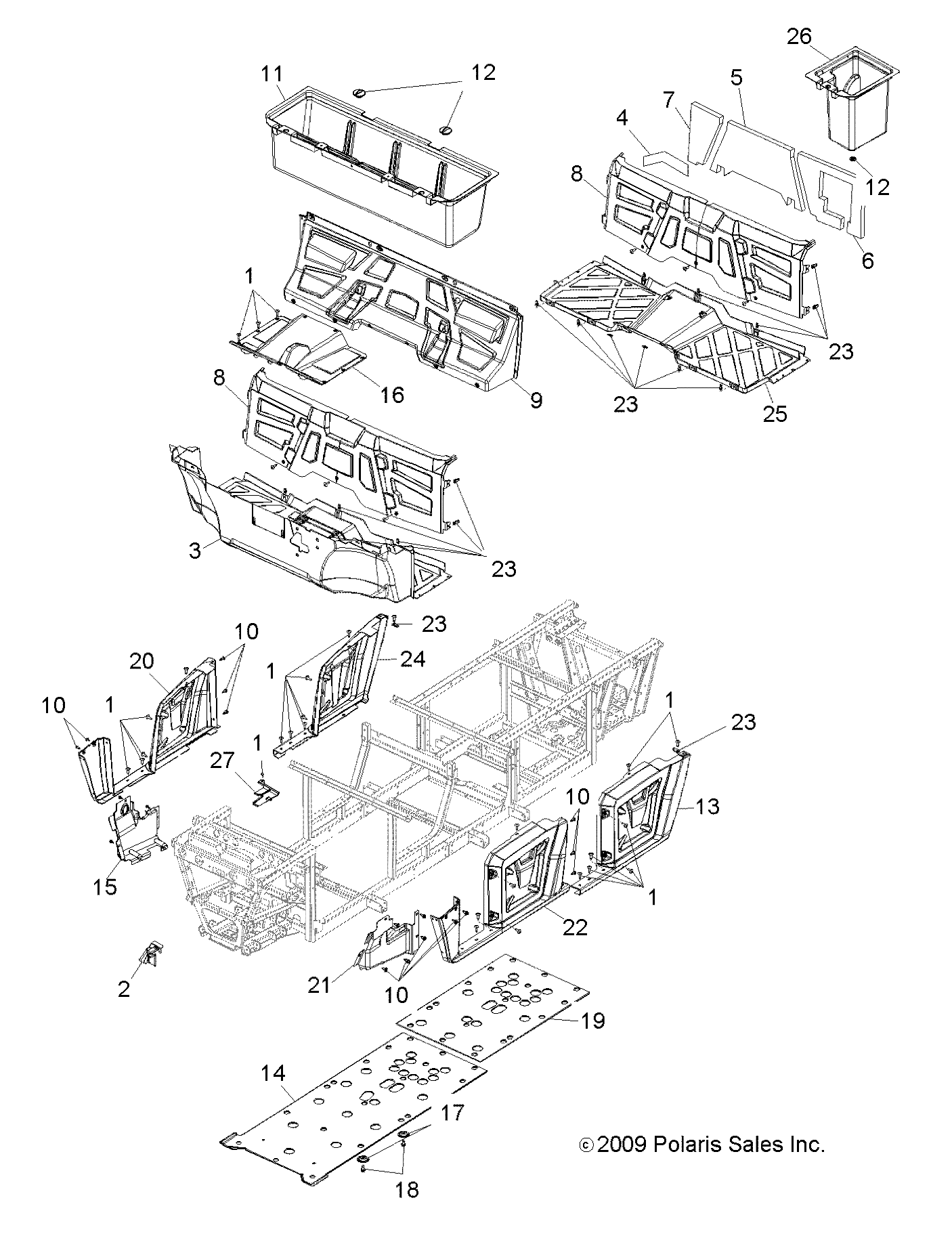 BODY, FLOOR and FENDERS - R10WH76AG/AH/AR/AV/WY76AW/AZ (49RGRMOLDINGS10800CREW)