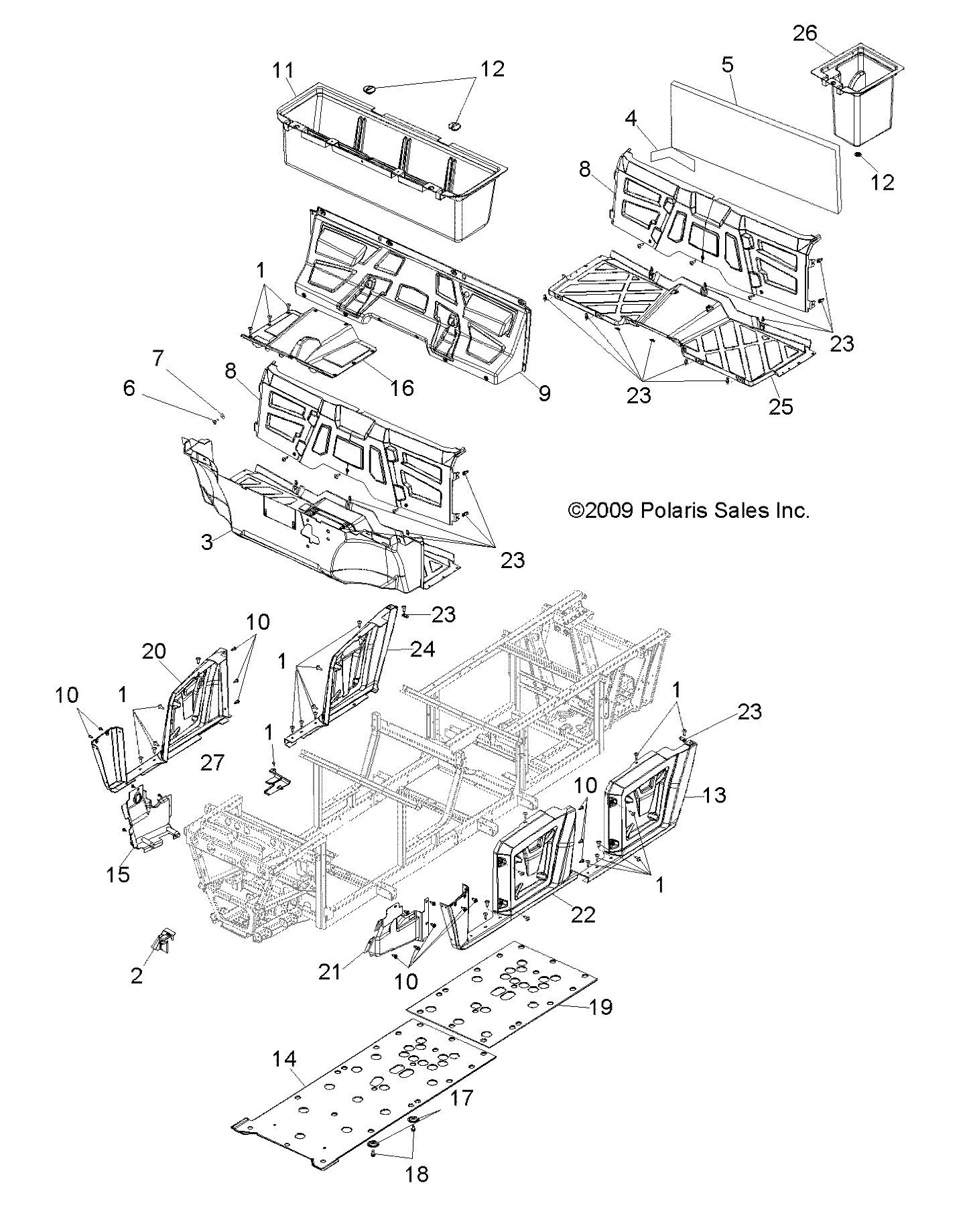 BODY, FLOOR and FENDERS - R11WH76AG/AR/WY76AE/AH/AJ (49RGRMOLDINGS11800CREW)