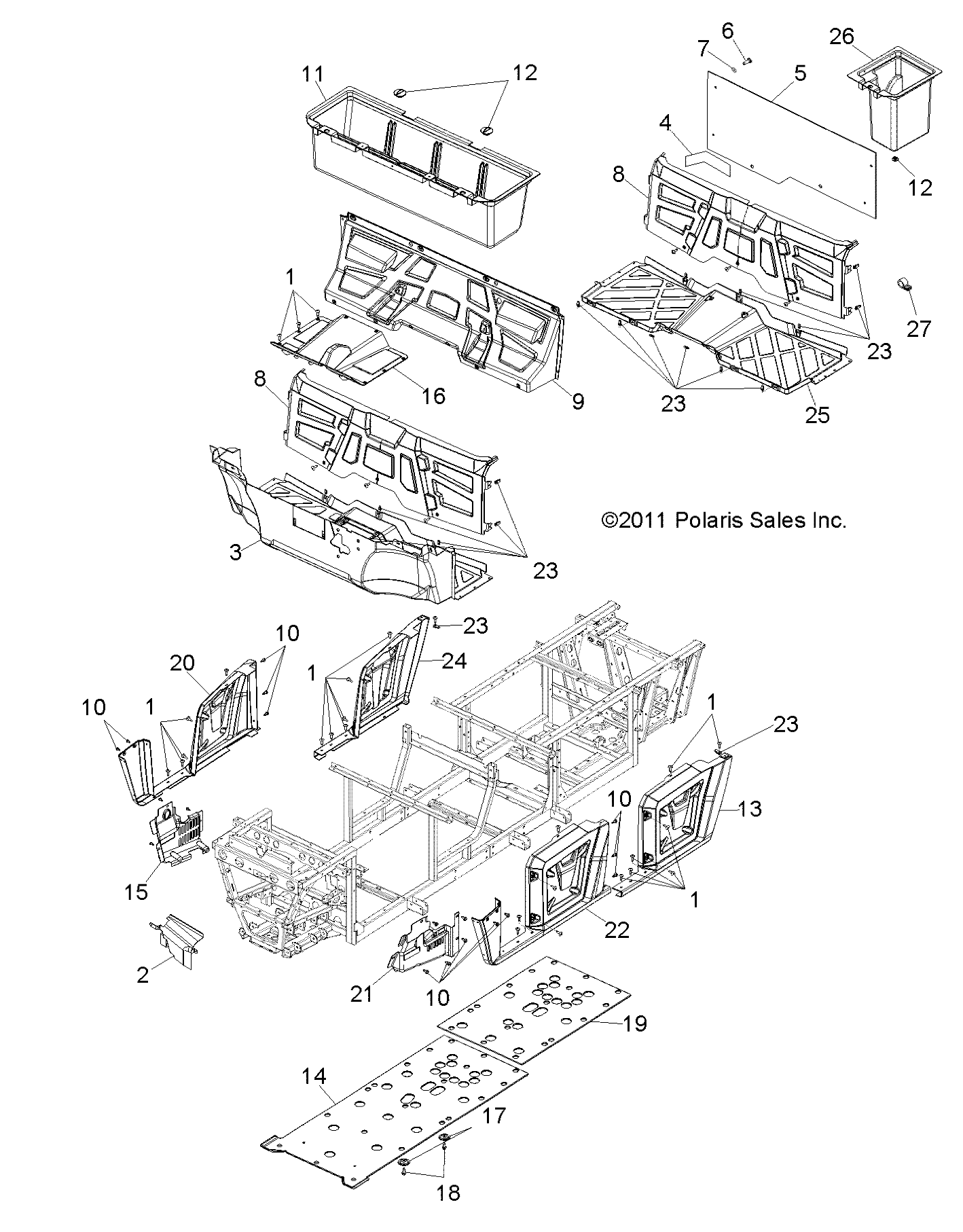 BODY, FLOOR and FENDERS - R13WH76AG/AR/EAH/EAI/KG (49RGRMOLDINGS12CREW)