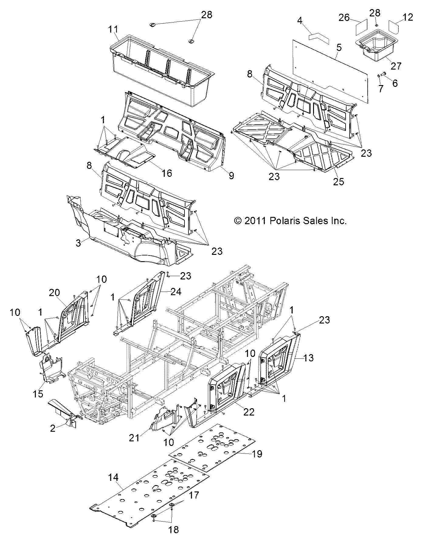 BODY, FLOOR and FENDERS - R12WH90DG (49RGRMOLDINGS12DCREW)