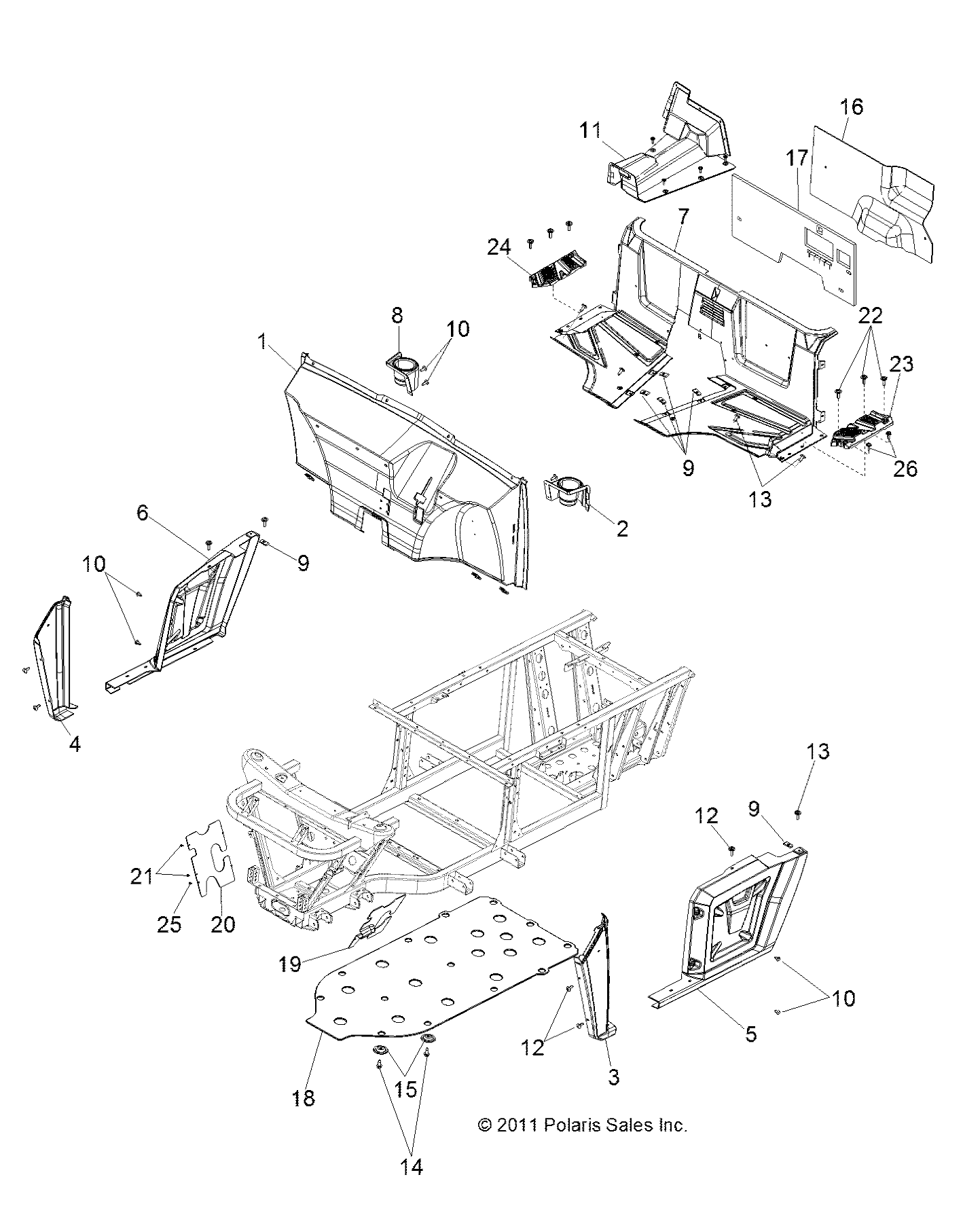 BODY, FLOOR and FENDERS - R13RH76AG/AH/AN (49RGRMOLDINGS13800MID)