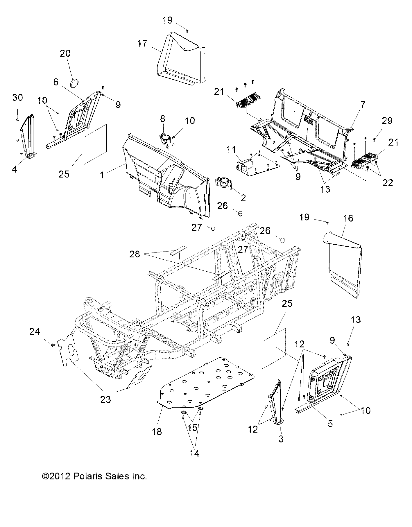 BODY, FLOOR and FENDERS - R13RC08GA/GH/FA/FH (49RGRMOLDINGS13EV)