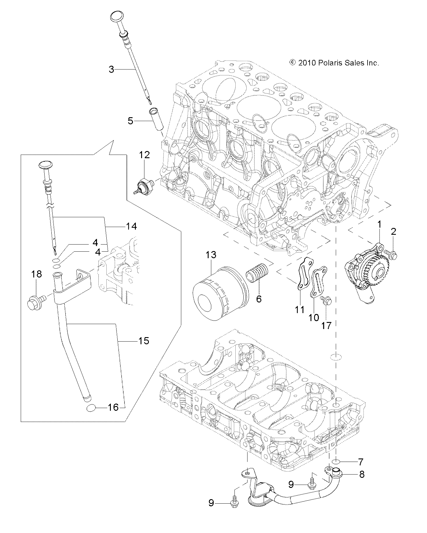 ENGINE, OIL SYSTEM and DIPSTICK - R14TH90DG (49RGROILPUMP11DCREW)