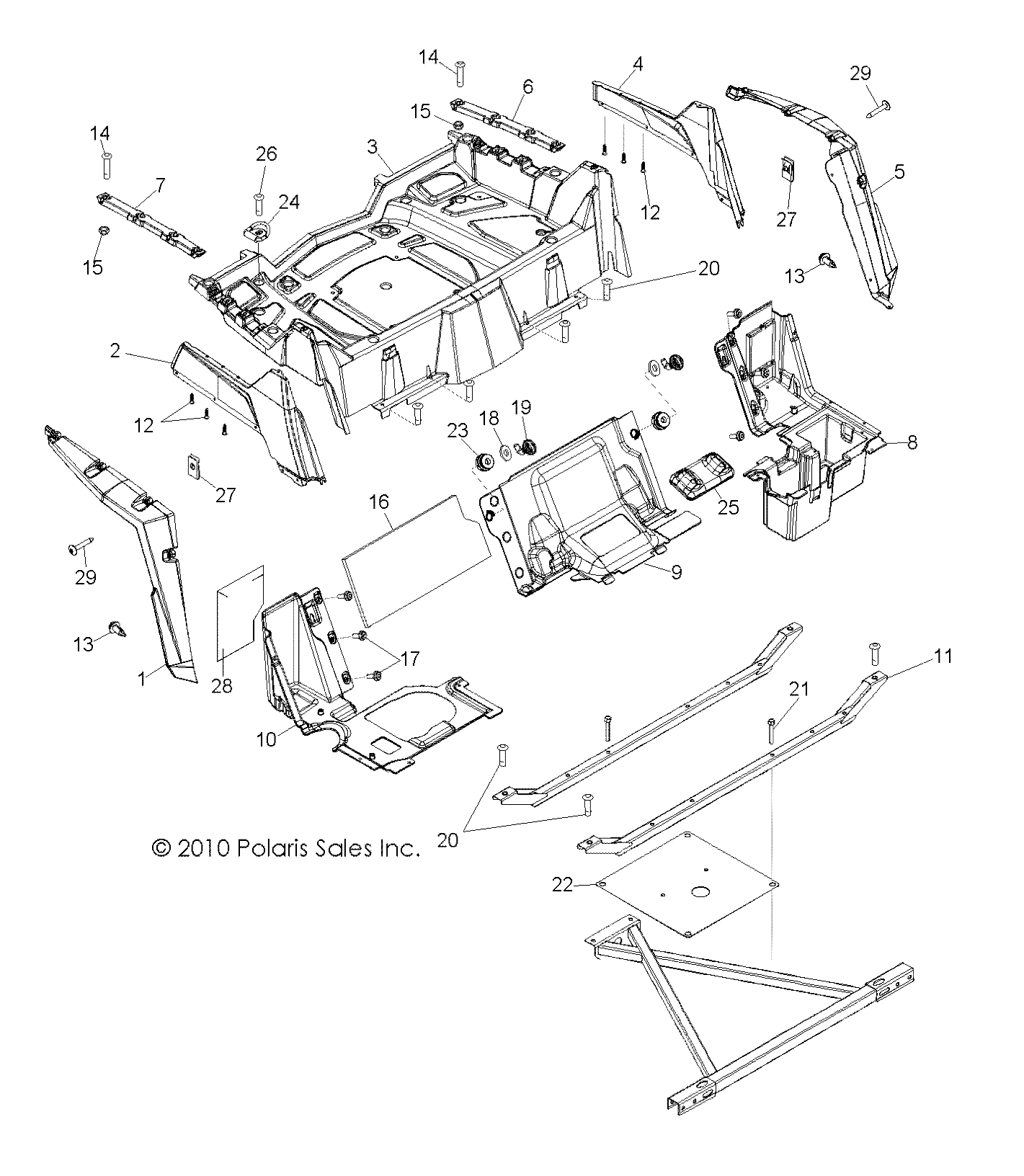 BODY, REAR RACK and FENDERS - R11VM76FX (49RGRRACKMTG11RZRSI)