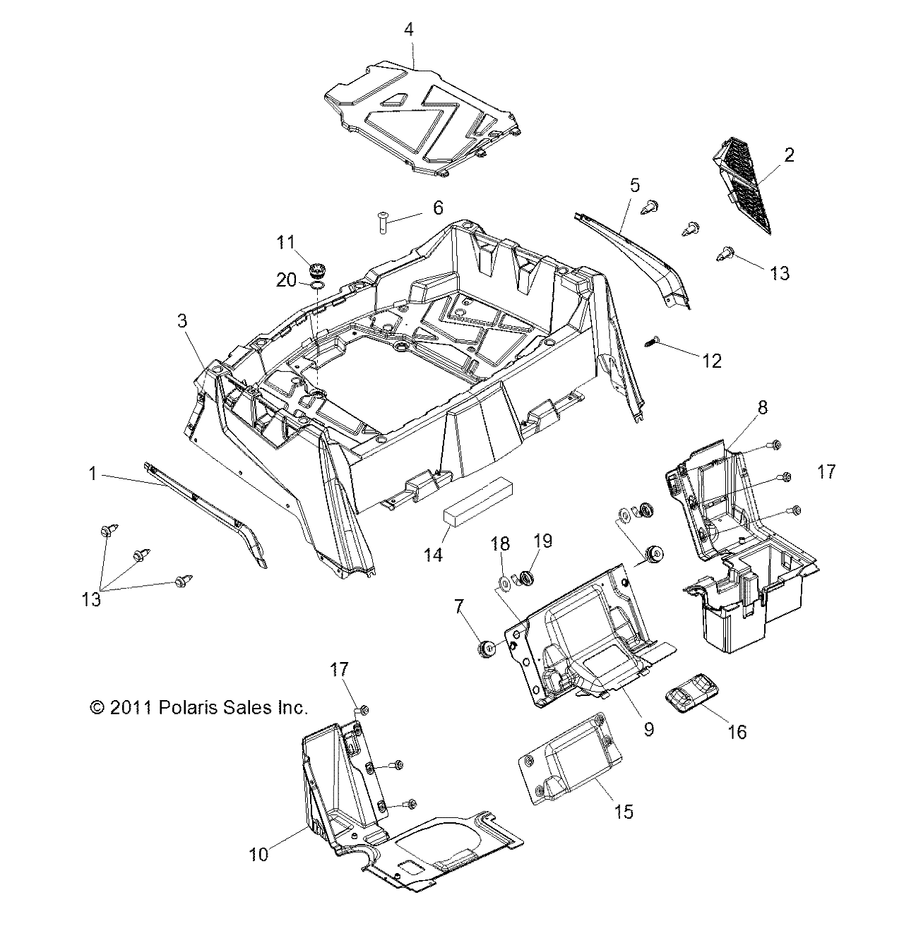 BODY, REAR RACK and FENDERS - R12VH57AD (49RGRRACKMTG12RZR570)