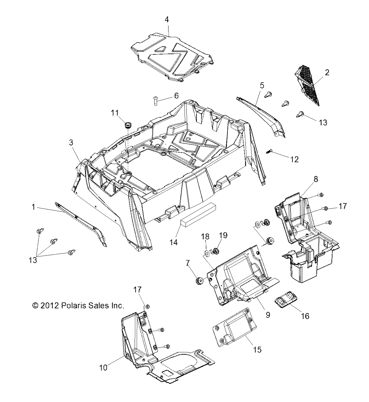 BODY, REAR RACK and FENDERS - R13VH57AD/6EAK (49RGRRACKMTG13RZR600)