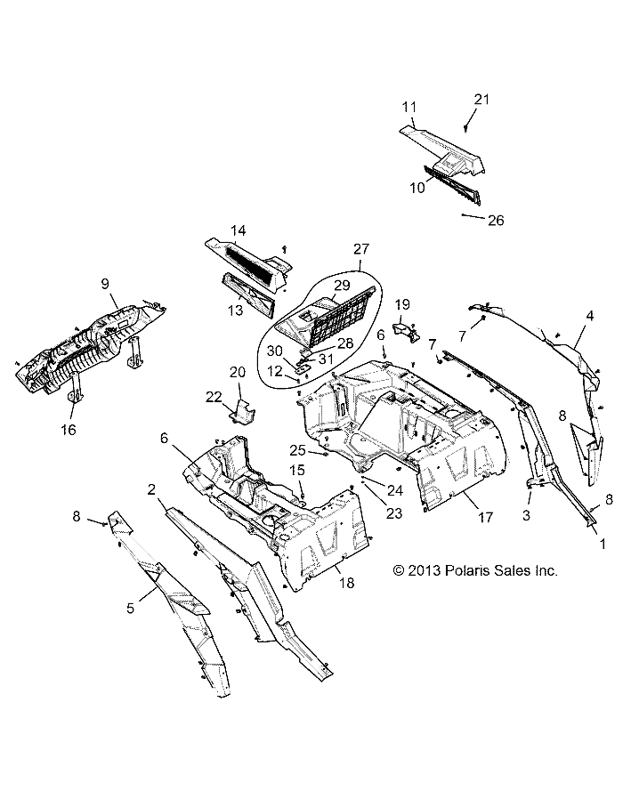 BODY, REAR RACK AND FENDERS - Z146T1EAM/EAW (49RGRRACKMTG1410004)