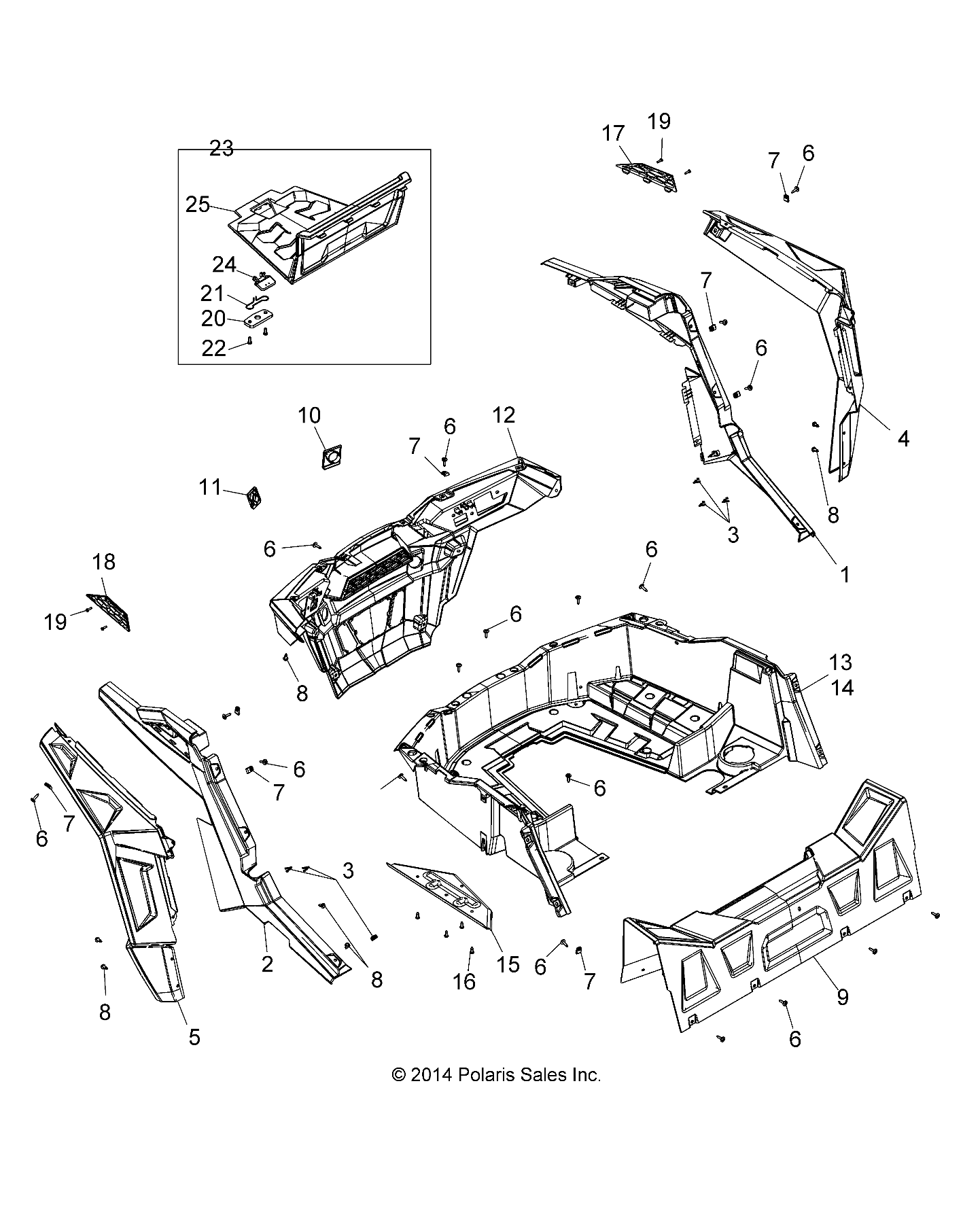 BODY, REAR RACK AND FENDERS - Z18VAS87CM (49RGRRACKMTG15RZR900)