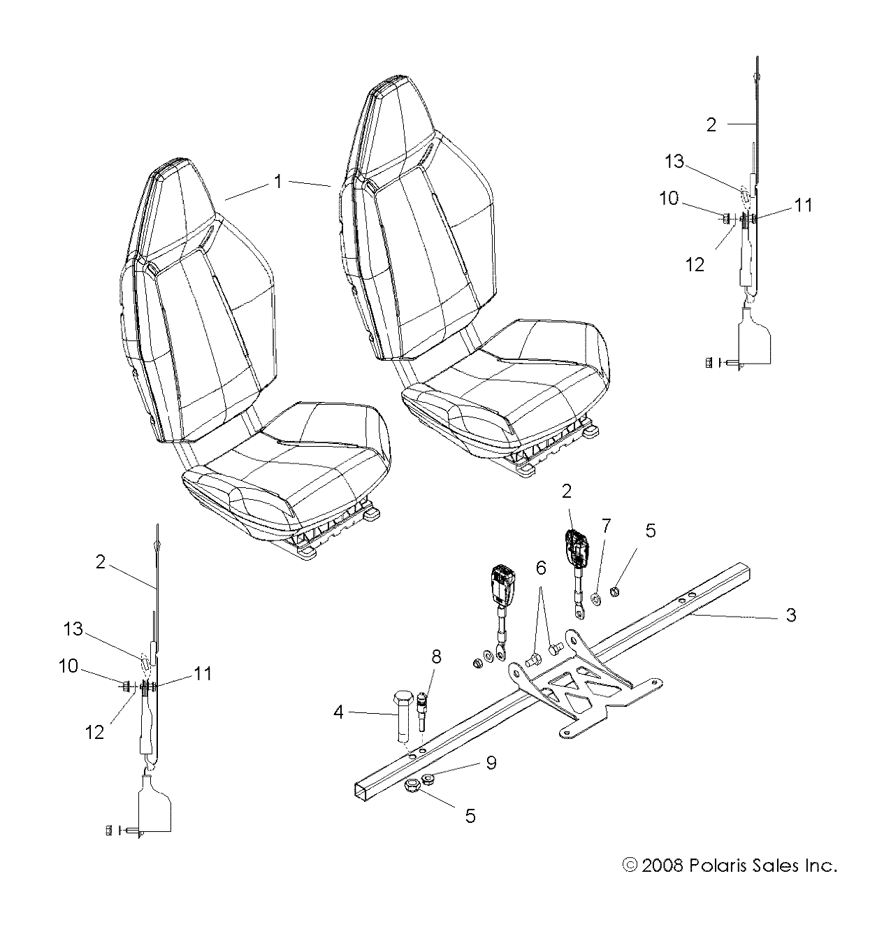 BODY, SEAT MOUNTING and BELTS - R10VH76 ALL OPTIONS/VY76AZ (49RGRSEATMTG09RZR)