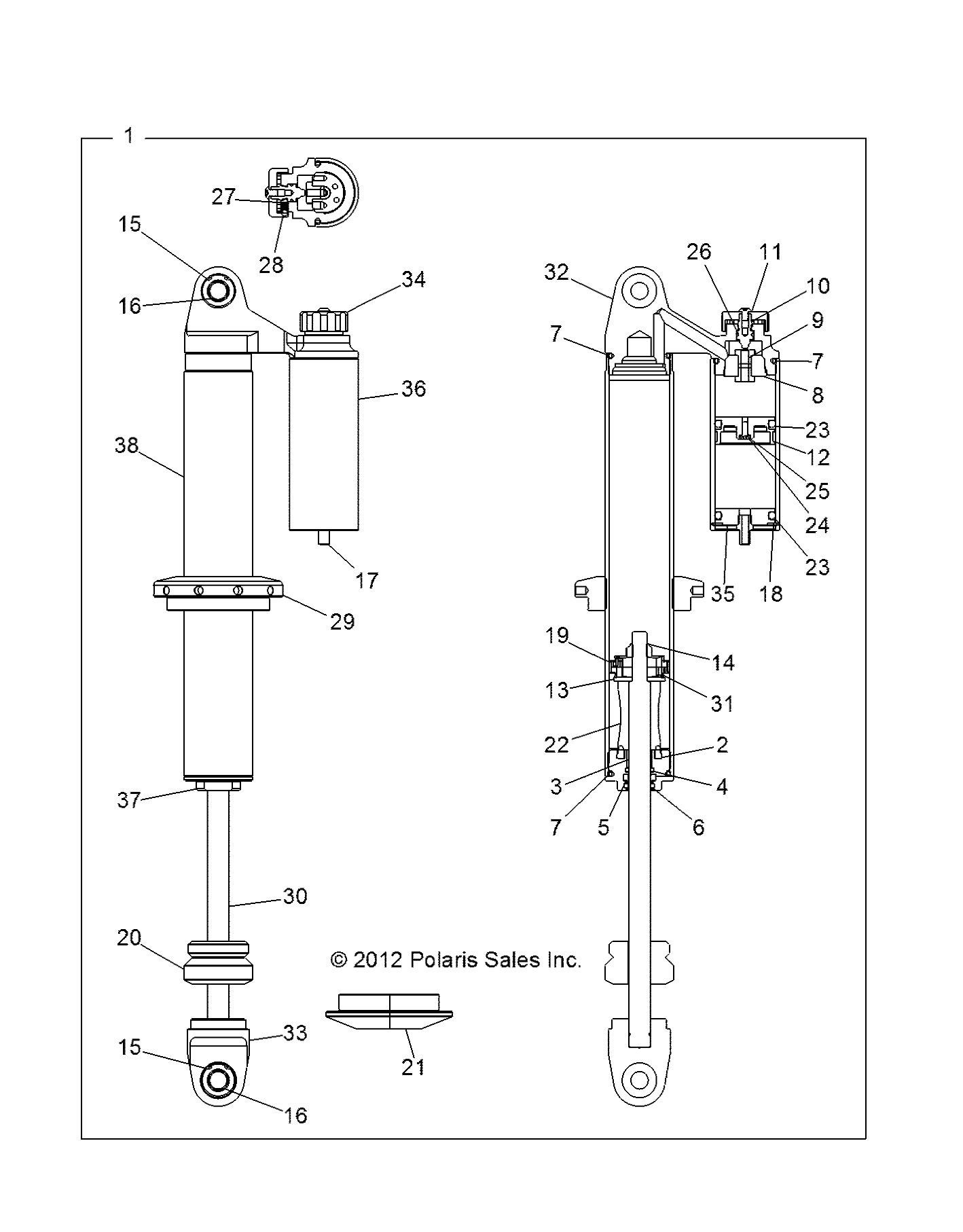 SUSPENSION, FRONT SHOCK (7043778) - R13XT9EAL (49RGRSHOCKFRT7043778)