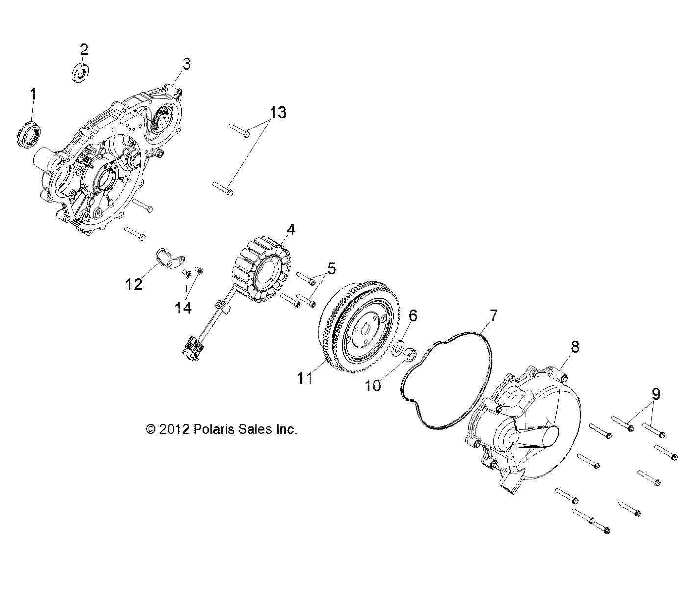 ENGINE, STATOR and FLYWHEEL - R13RH76AG/AH/AN (49RGRSTATOR13CREW)