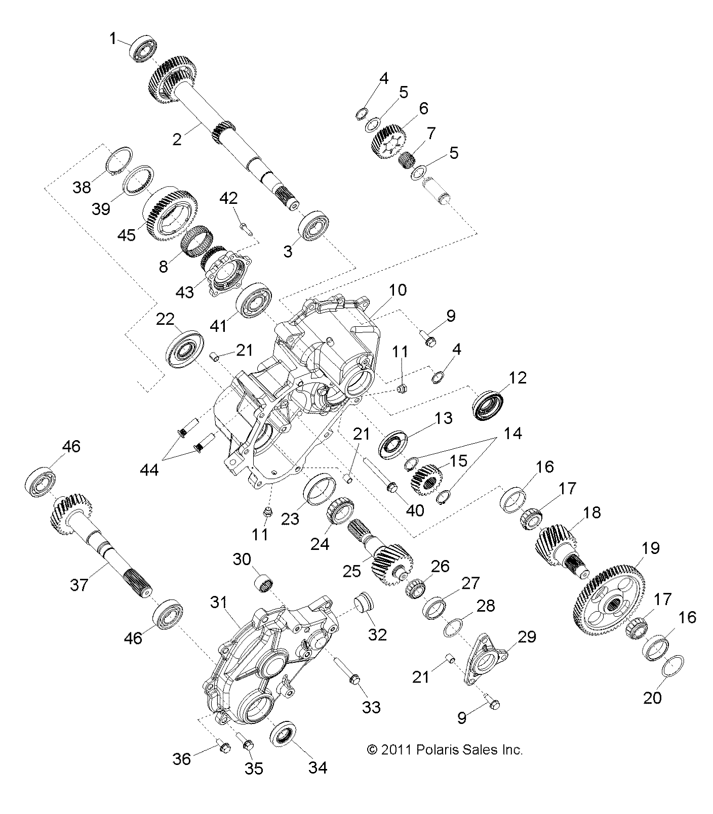 DRIVE TRAIN, MAIN GEARCASE INTERNAL COMPONENTS 1 - Z14VE76FX/FI (49RGRTRANS12RZRSI)