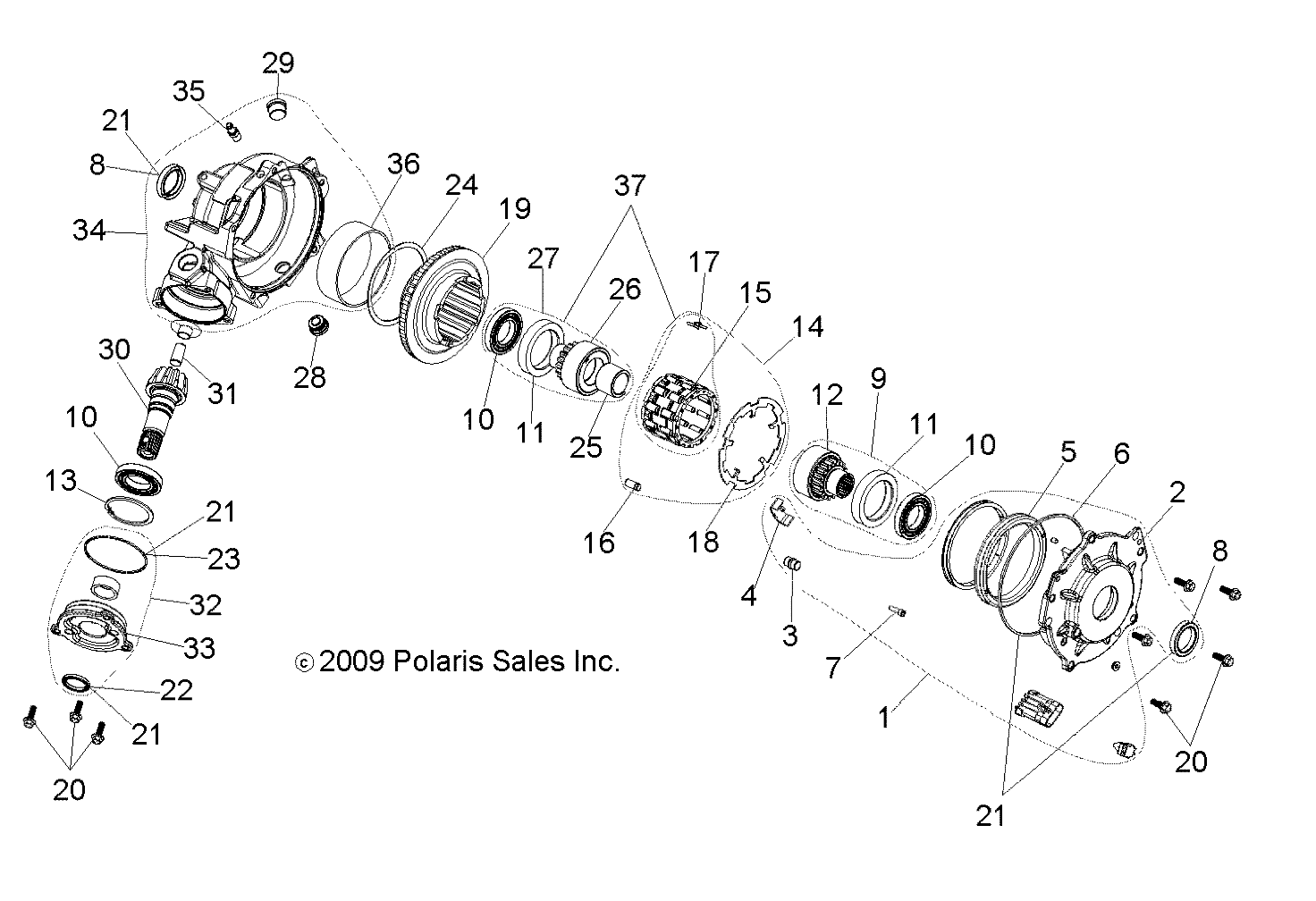 DRIVE TRAIN, FRONT GEARCASE INTERNALS (Built 3/04/10 and Before) - R10RH45AG/AH/AR (49RGRTRANSINTL108004X4)