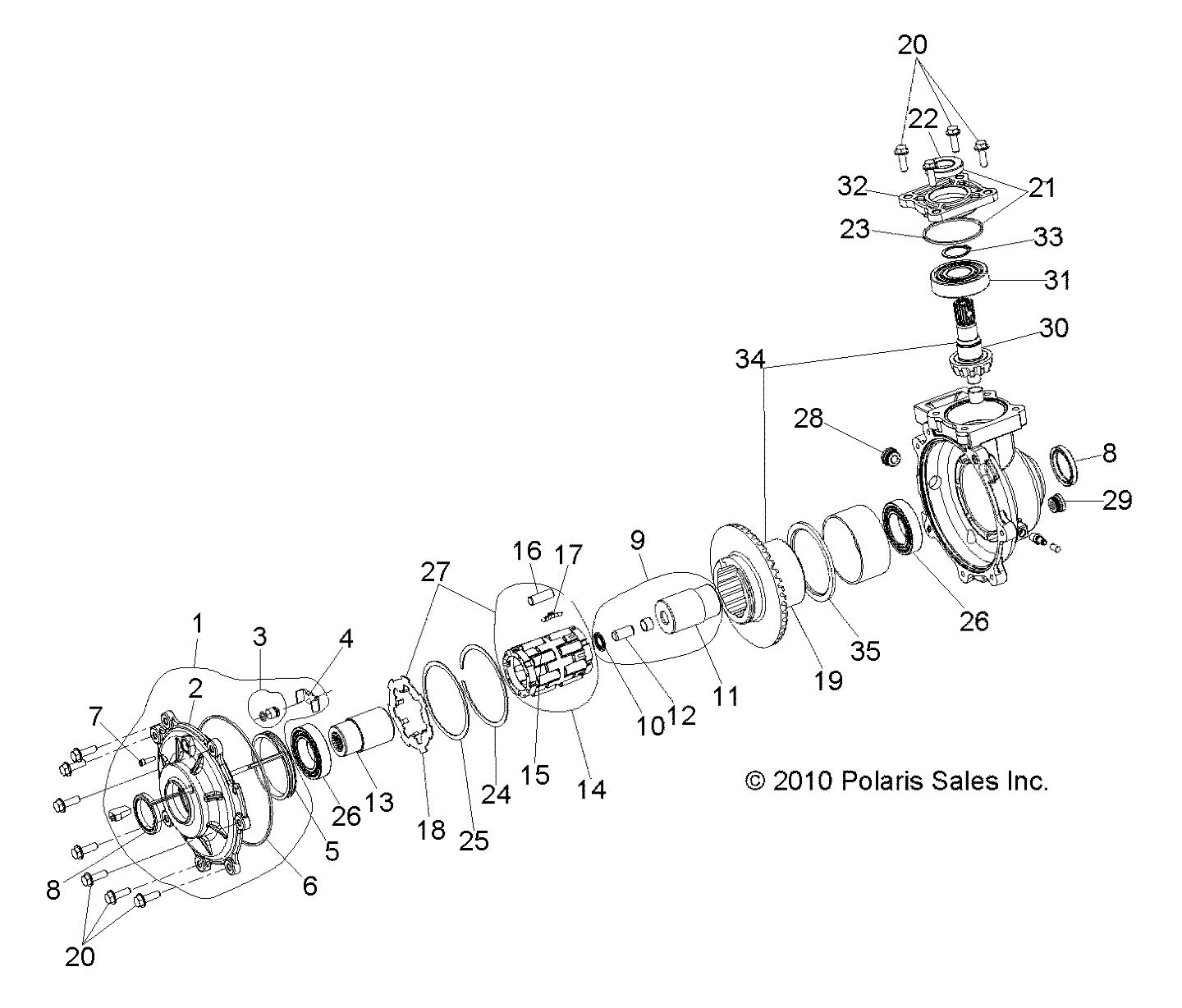 DRIVE TRAIN, FRONT GEARCASE INTERNALS - R11RC08LG (49RGRTRANSINTL10SDW)