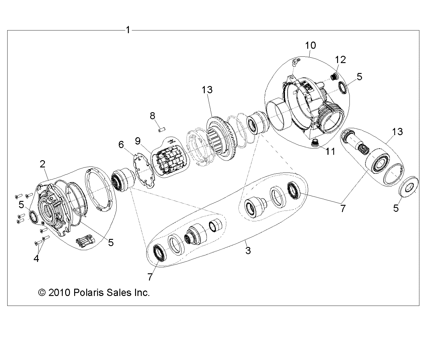 DRIVE TRAIN, FRONT GEARCASE INTERNALS 1332842 - R12VH57FX (49RGRTRANSINTL11RZR)