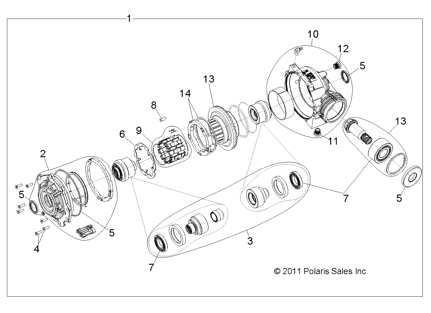 DRIVE TRAIN, FRONT GEARCASE INTERNALS 1332842 - R13WH90DG (49RGRTRANSINTL1332842)