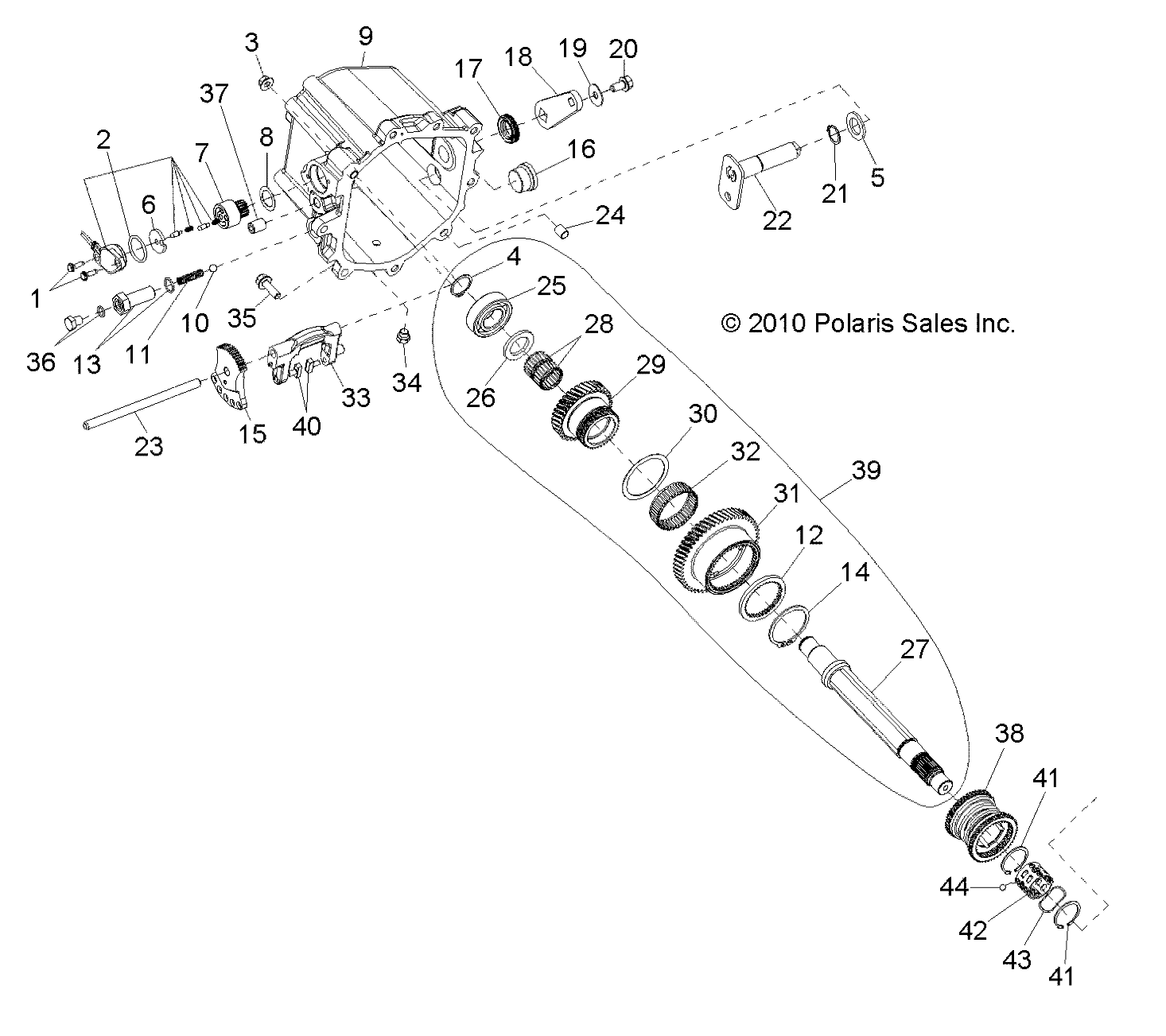 DRIVE TRAIN, MAIN GEARCASE INTERNAL COMPONENTS 2 (Built 5/17/10 and After) - R10VH76FX (49RGRTRANSINTL23235270)