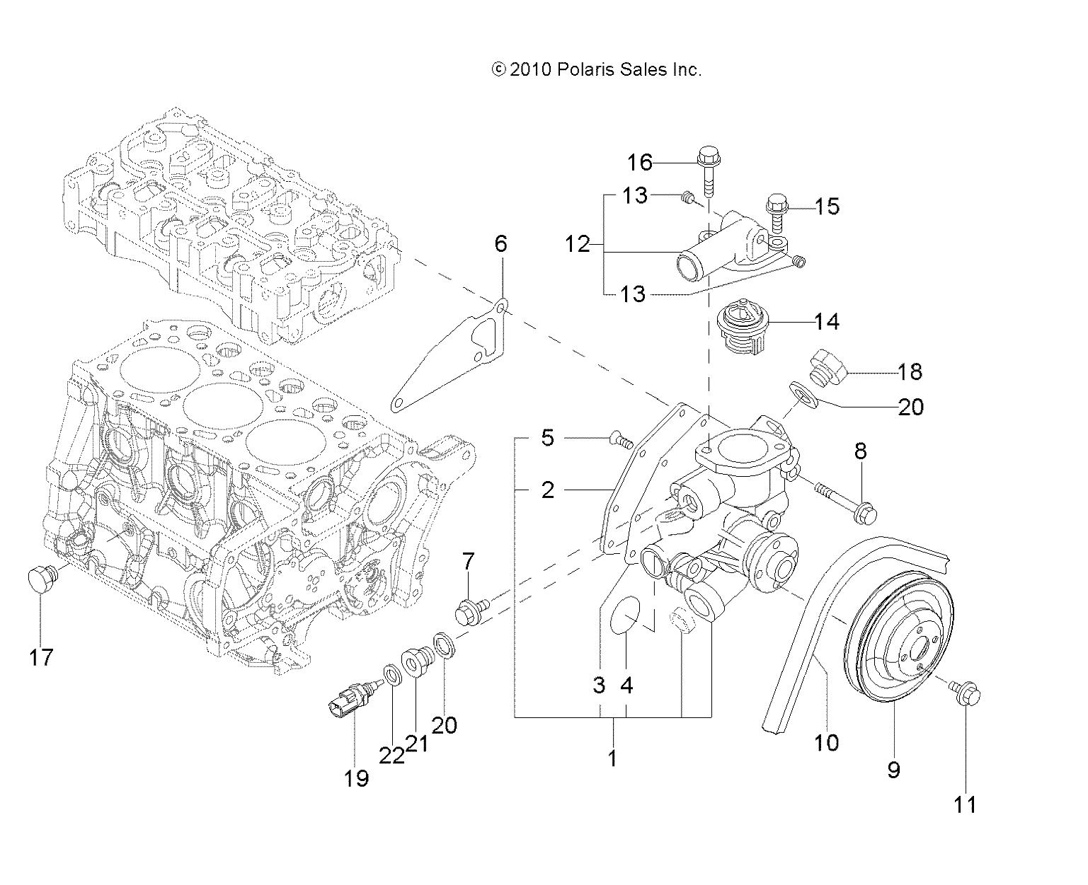 ENGINE, WATER COOLING SYSTEM - R12WH90DG (49RGRWATERPUMP11DCREW)