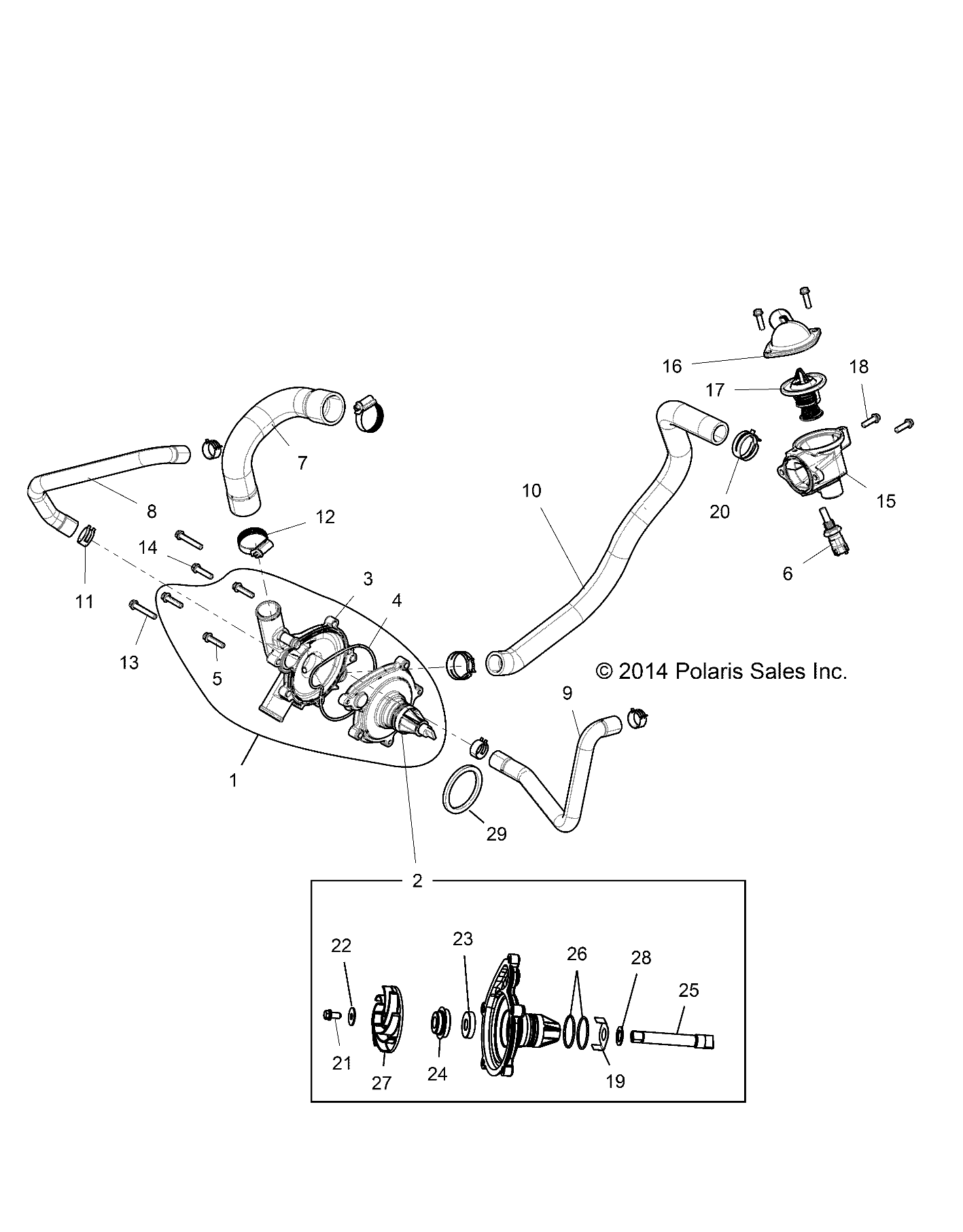 ENGINE, WATERPUMP AND BYPASS - Z16VBE99AK/AW/AB (49RGRWATERPUMP151000)