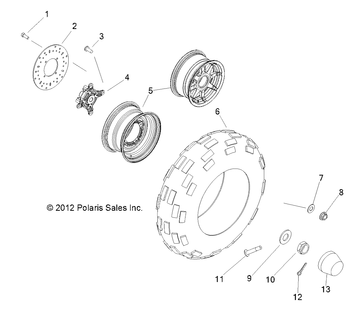 WHEELS, FRONT - R13WH50AG/AH/AR/AX (49RGRWHEELFRT13500CREW)