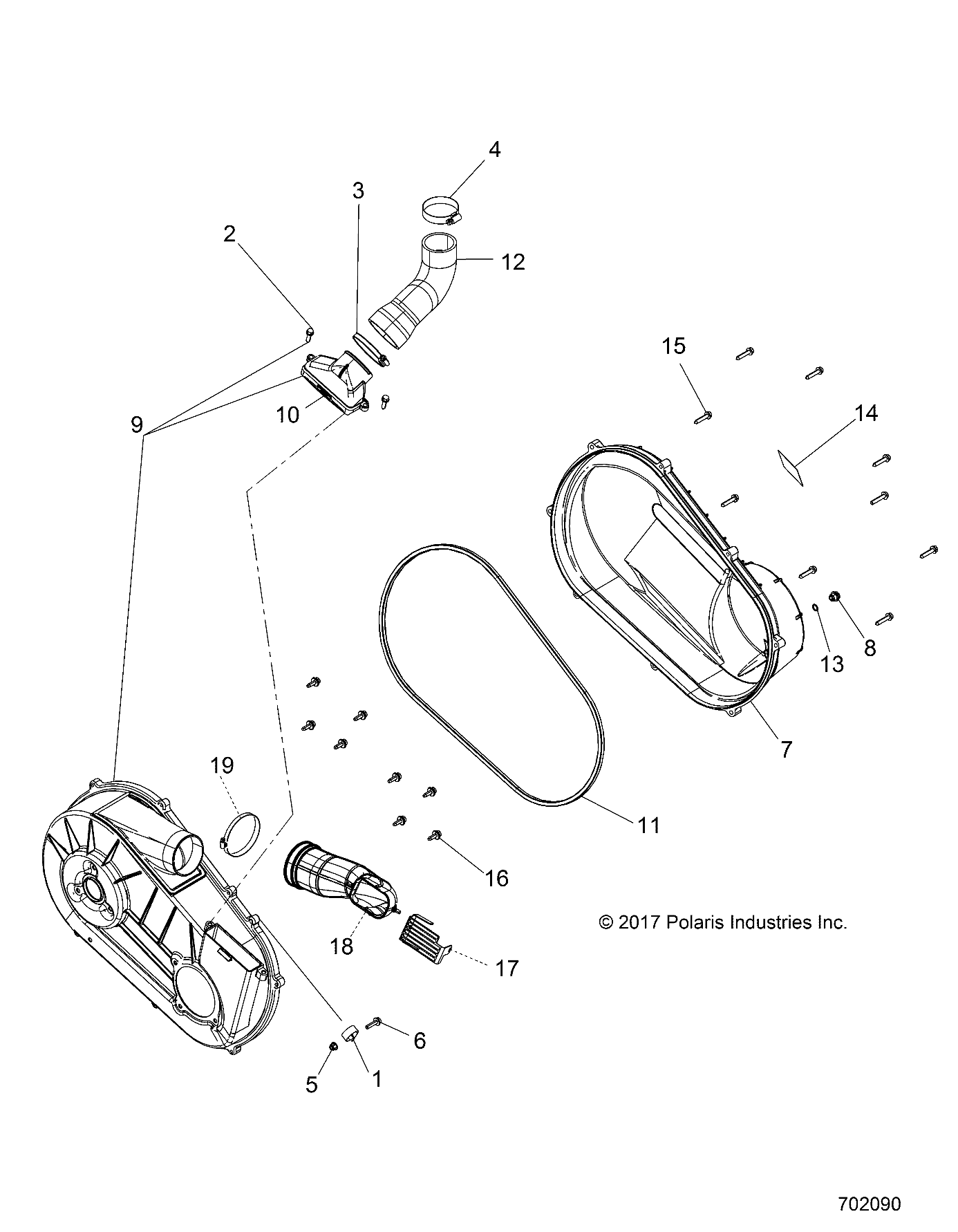 DRIVE TRAIN, CLUTCH COVER and DUCTING -  R19RMA57F1/S57C1/F1 (702090)