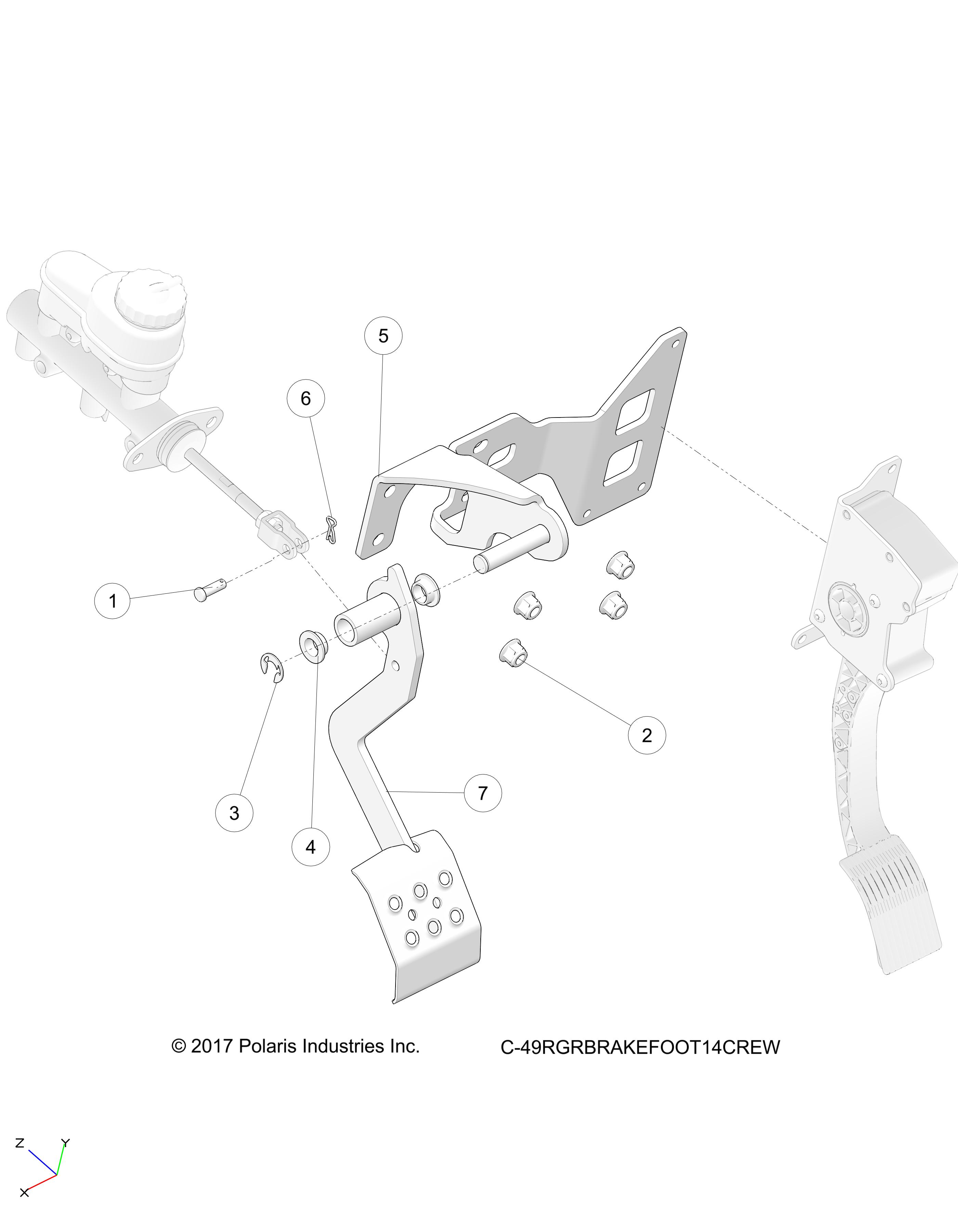 BRAKES, PEDAL and MASTER CYLINDER MOUNTING - R15RUA87/E87/YAA/ZAC ALL OPTIONS (1912056)