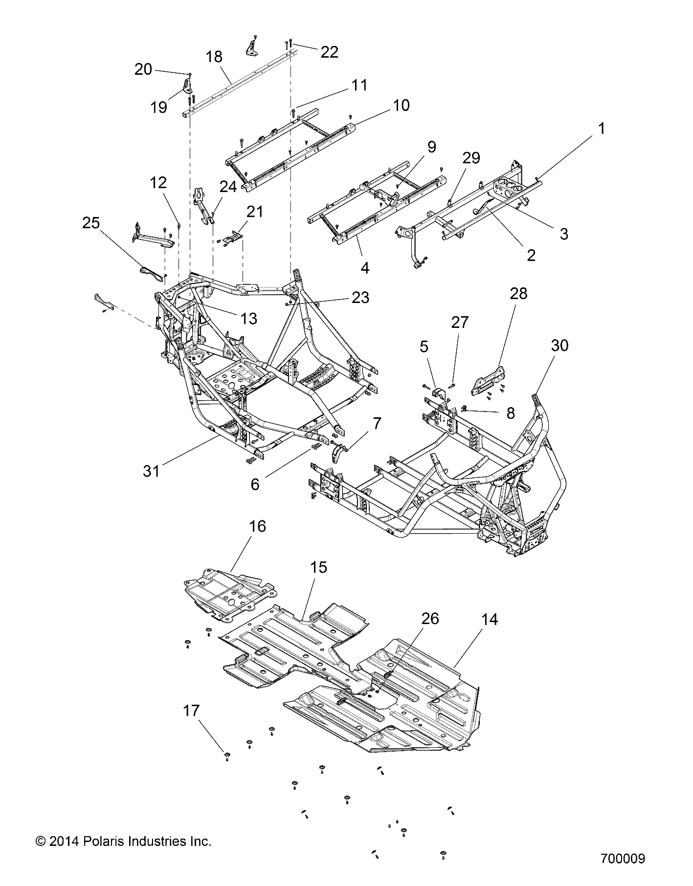 CHASSIS, MAIN FRAME AND SKID PLATE - Z15VCE87AT/AV (700009)