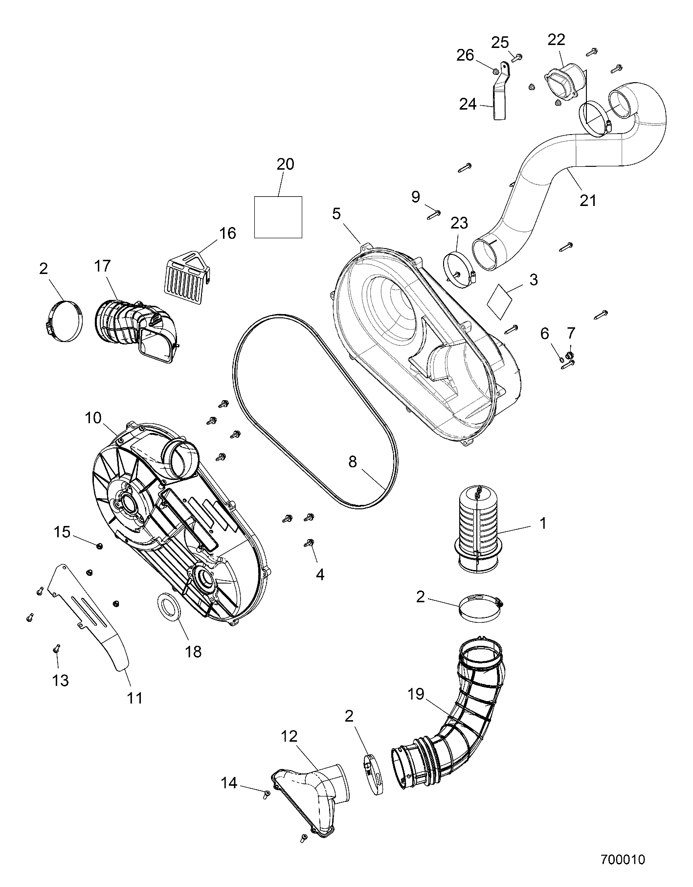 DRIVE TRAIN, CLUTCH COVER AND DUCTING - Z15VCE87AT/AV (700010)