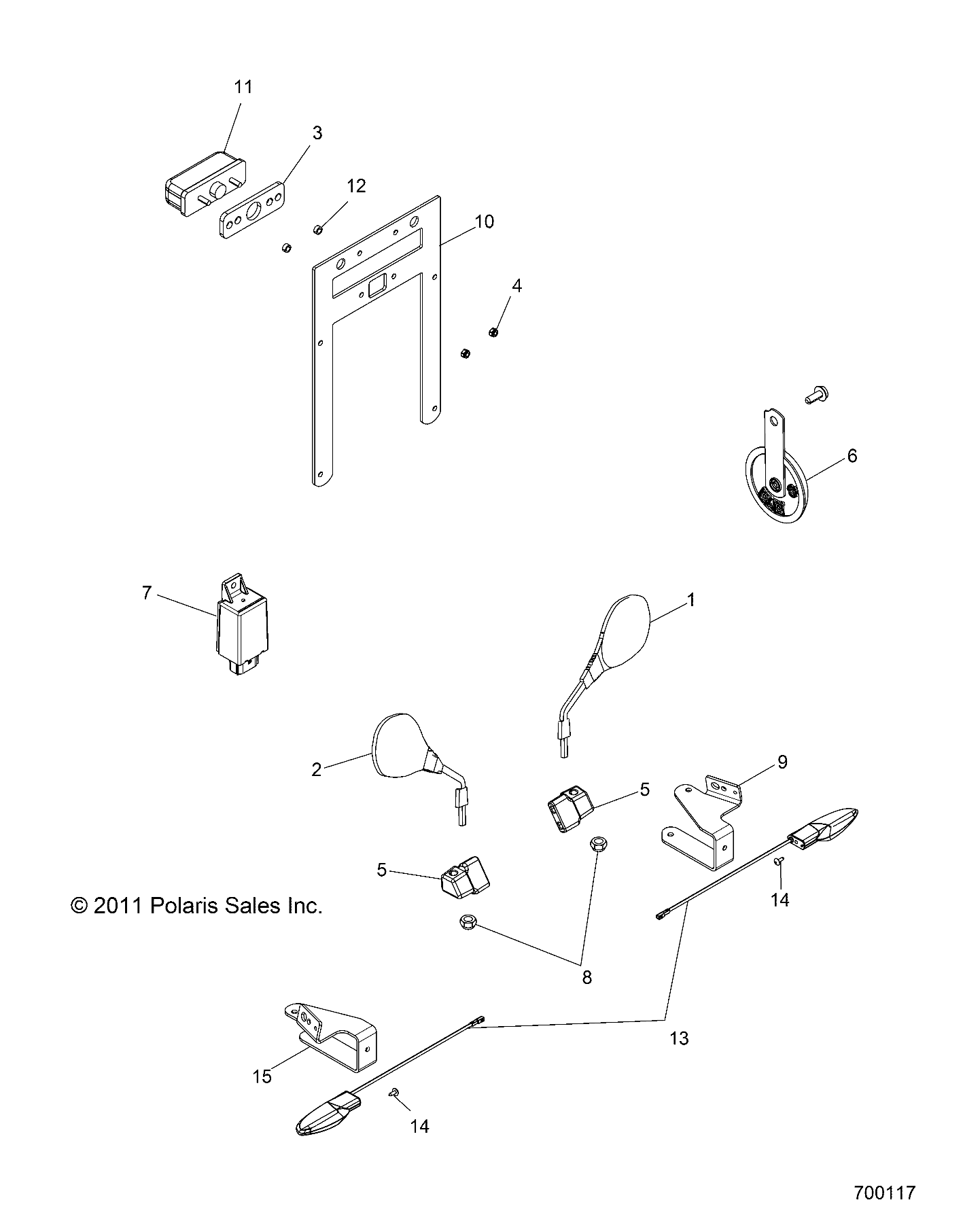 ELECTRICAL, TURN SIGNALS, HORN and MIRRORS - R15RTAD1FA (700117)