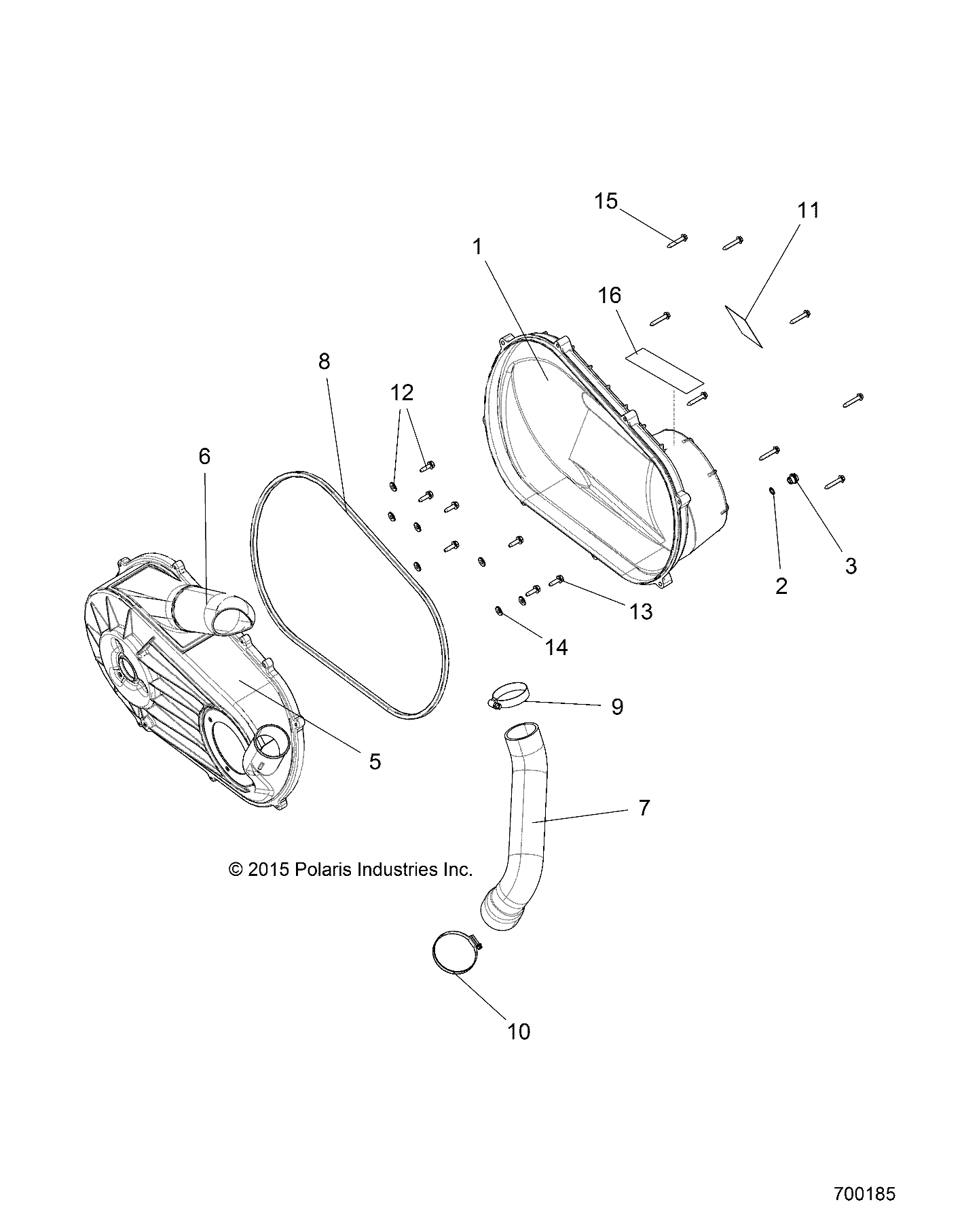 DRIVE TRAIN, CLUTCH COVER and DUCTING - R16RMA32A1/A2 (700185)