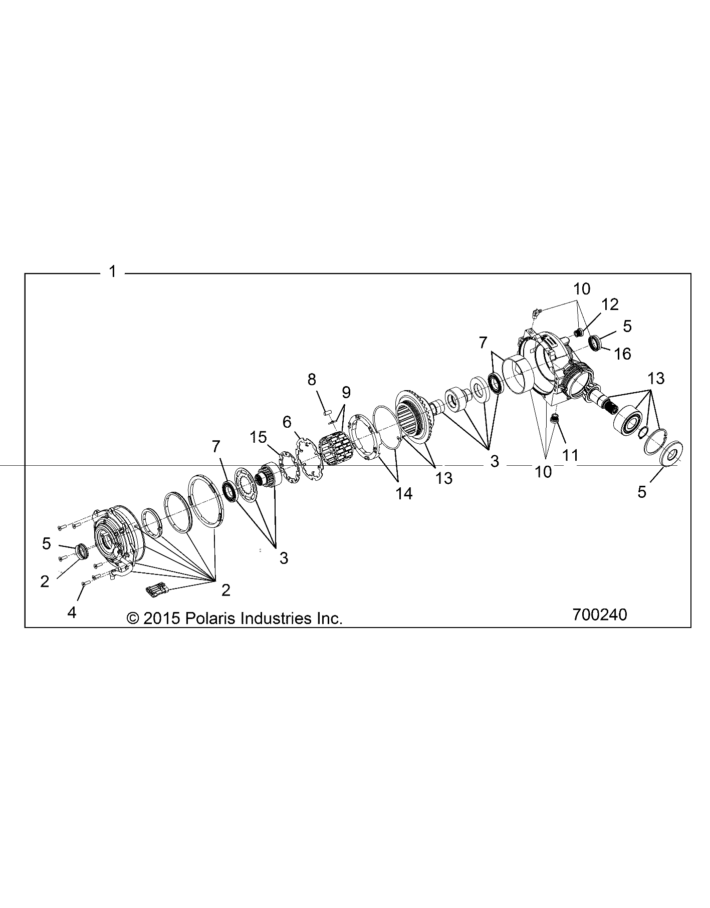 DRIVE TRAIN, FRONT GEARCASE INTERNALS (FROM 1/5/16) - A16DAH57A1 (700240)