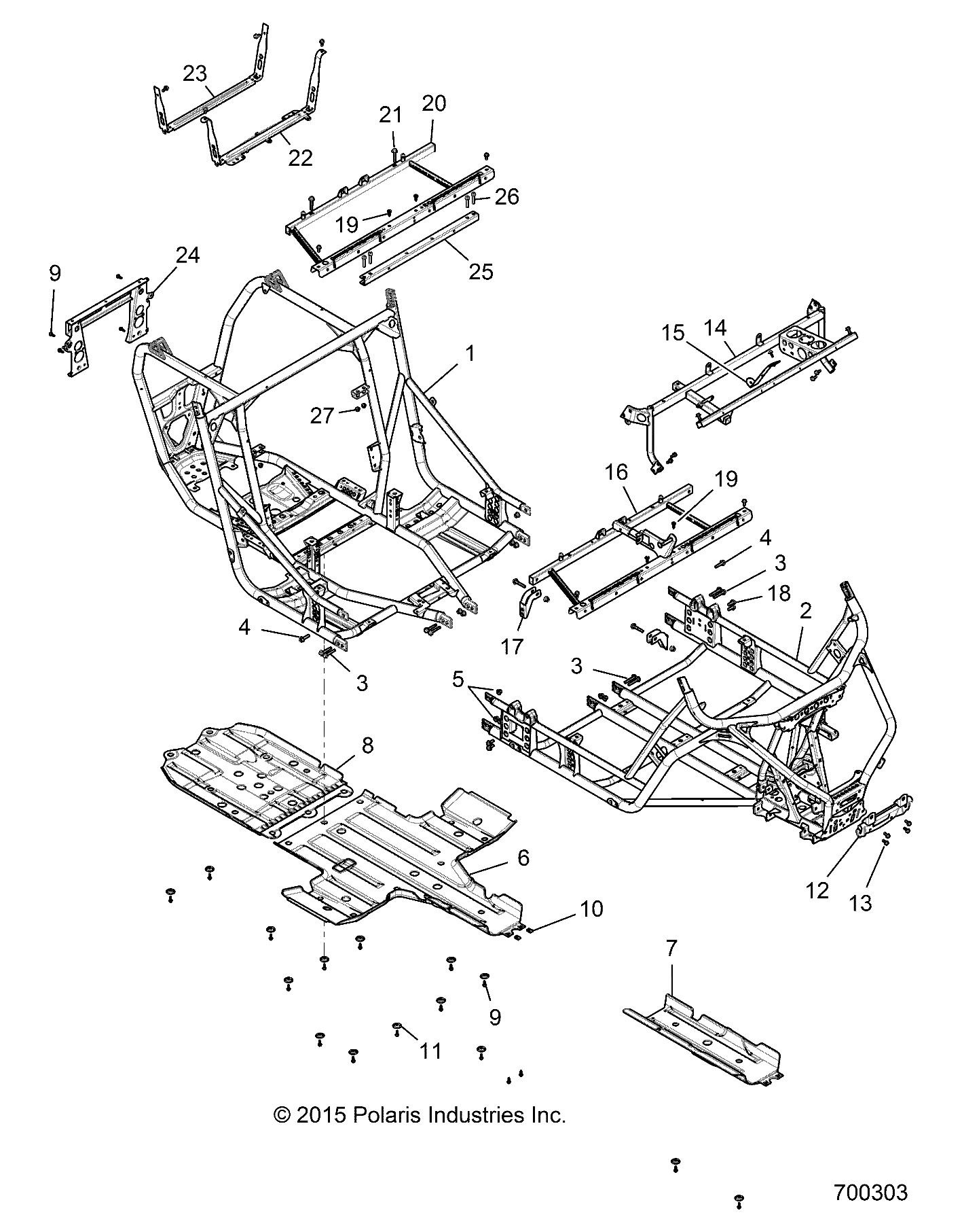 CHASSIS, MAIN FRAME AND SKID PLATES - Z18VFE99AK/AJ/AW/BK/BJ/BW/LW/K99AK/BK/M99AL (700303)