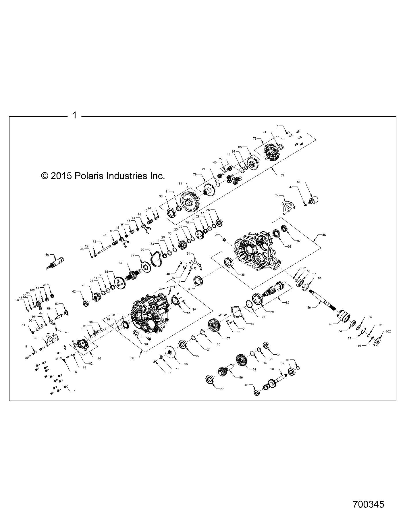 DRIVE TRAIN, MAIN GEARCASE INTERNALS - R16RTED1E1 (700345)