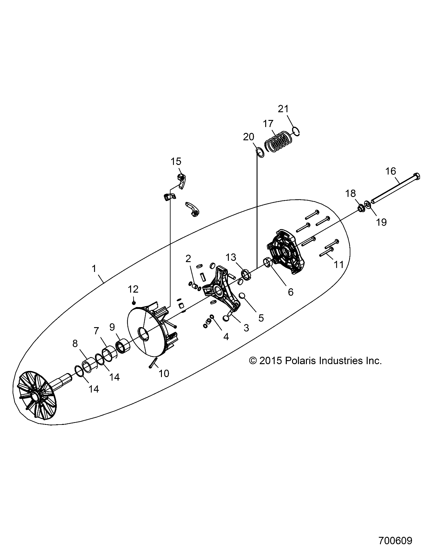 DRIVE TRAIN, PRIMARY CLUTCH - Z16VBA87A2/AB/L2/E87AB/AR/LB/AE/AS (700609)