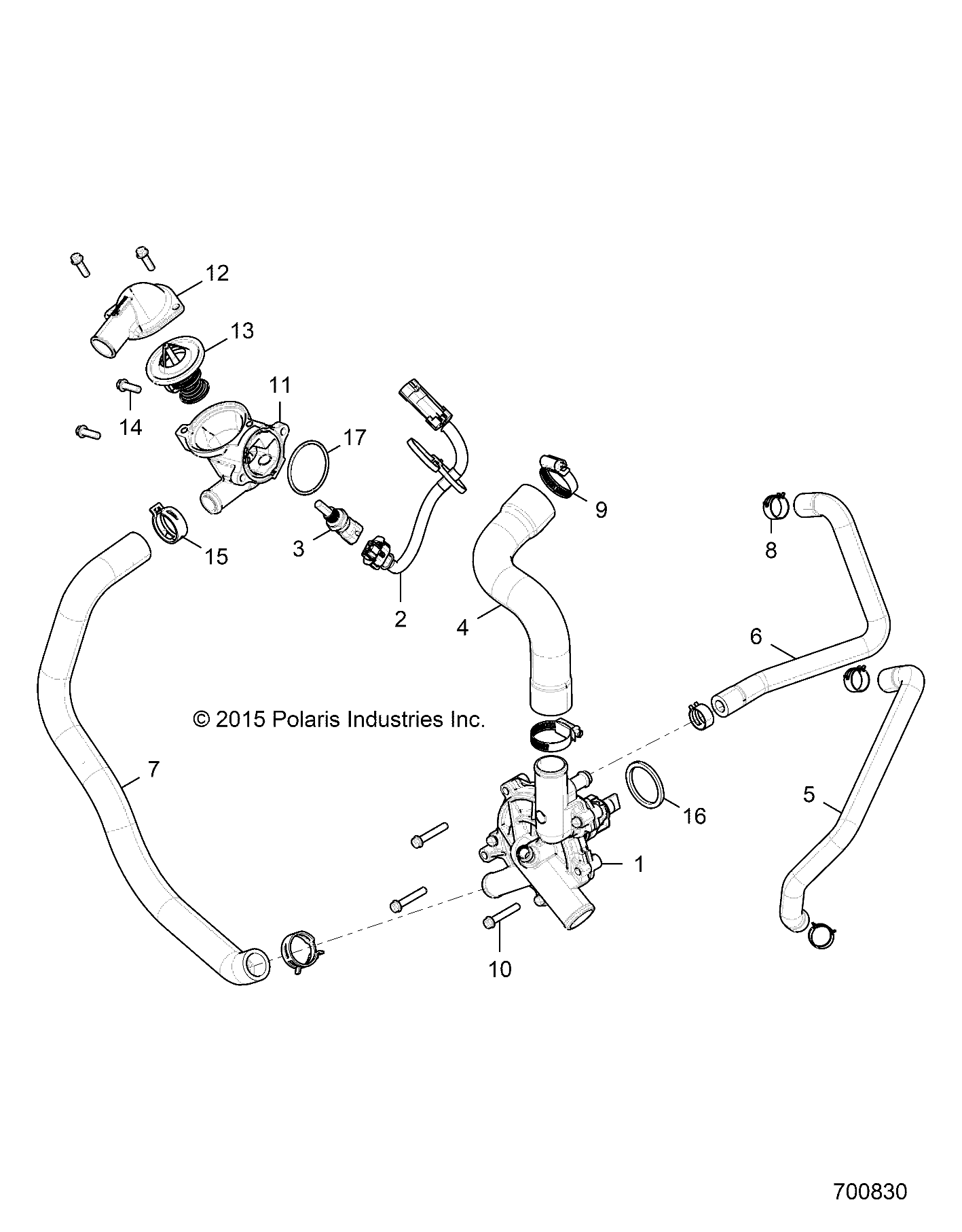 ENGINE, WATERPUMP AND BYPASS - Z17VBE99AR/AL/AE (700829)