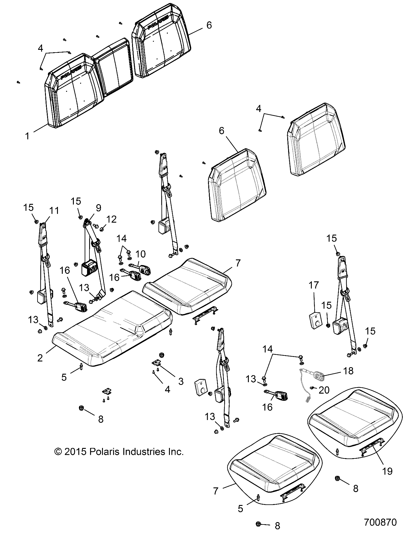 BODY, SEAT, REAR 60/40 - R16RUE87AM/BM/AS/AV/BV (5 PASS) (700870)