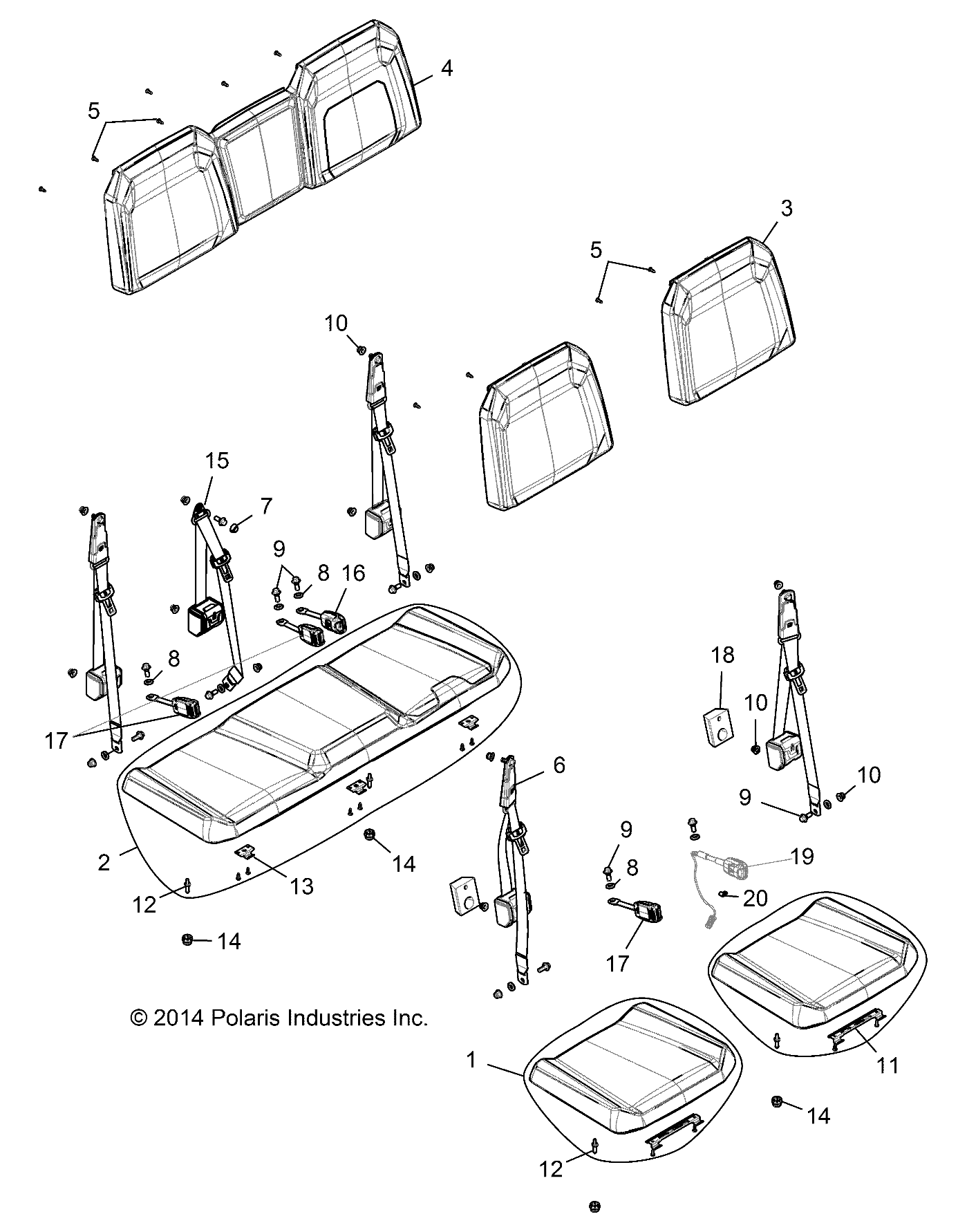 BODY, SEAT, REAR BENCH - R16RUA87A1/B1/UE87A9/B9 (5 PASS) (700871)