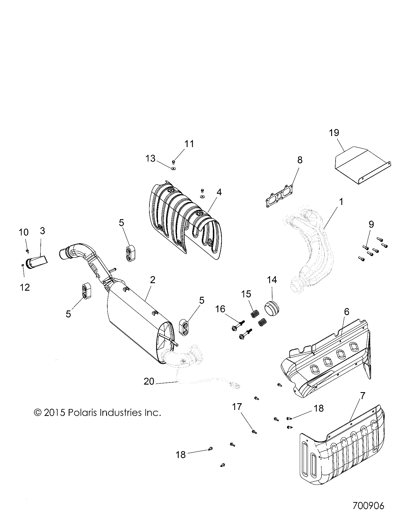 ENGINE, EXHAUST - R16RUA/RUE/RVA/RVE ALL OPTIONS (700413)