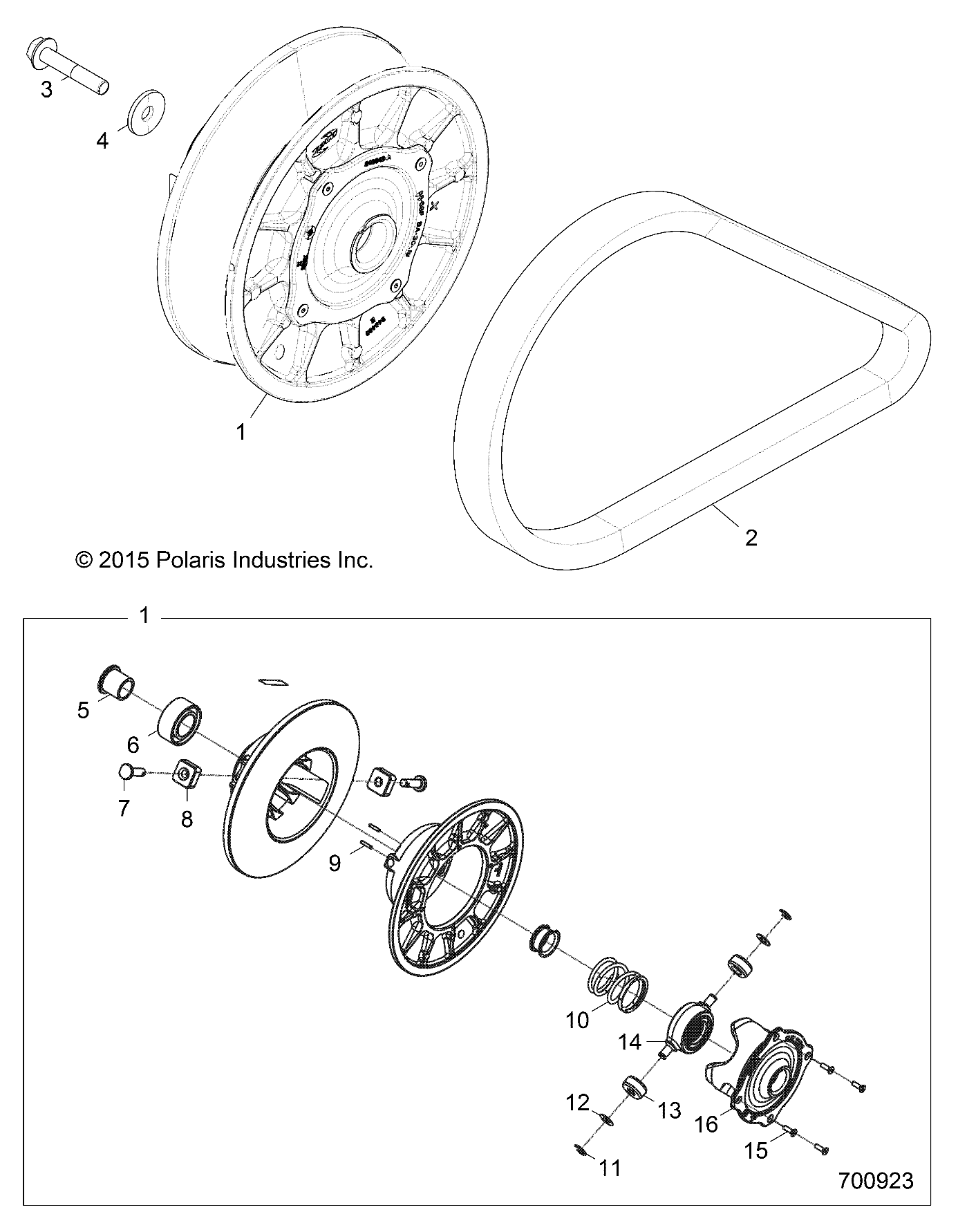 DRIVE TRAIN, SECONDARY CLUTCH - Z16VCE87AB/AR/AE/AS (700923)