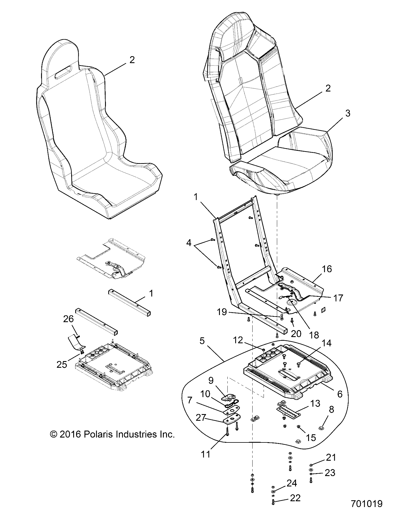 BODY, SEAT ASM. AND SLIDER - Z16VDE99AF/AM/LM/AS/M99AM (701019)