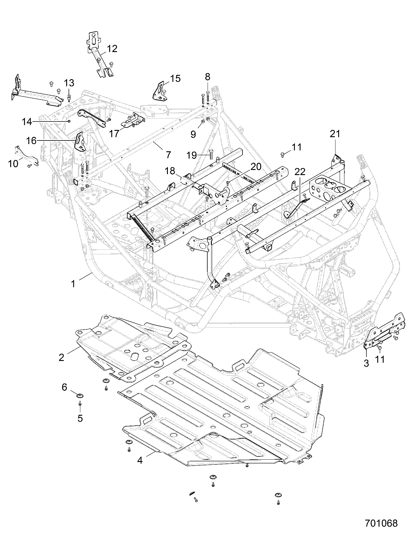 CHASSIS, MAIN FRAME AND SKID PLATE - Z18VBA87B2/E87BK/BU/LK/BR (701068)