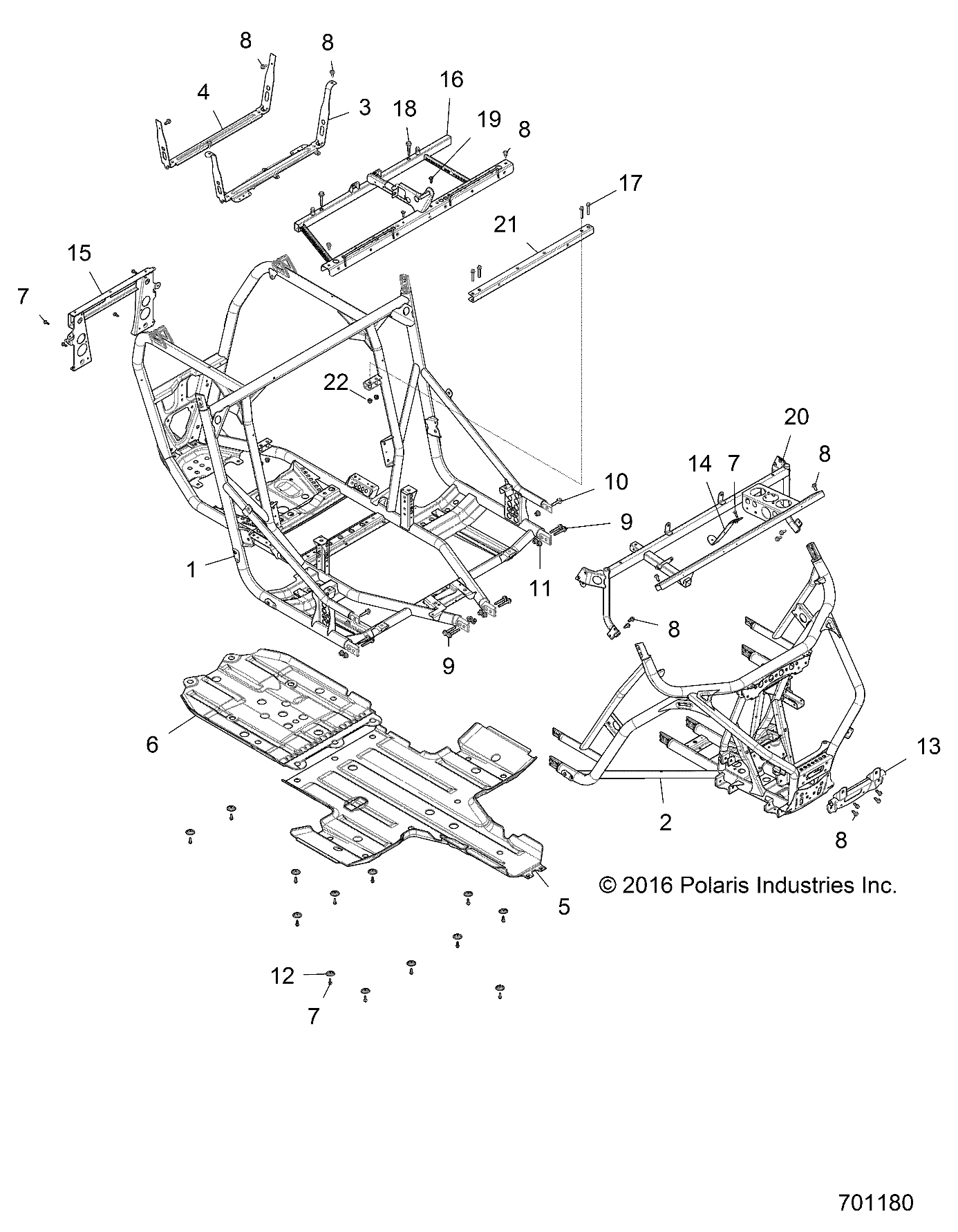 CHASSIS, MAIN FRAME AND SKID PLATES - Z17VD_99AB/AK/AM/AW/LW (701180)