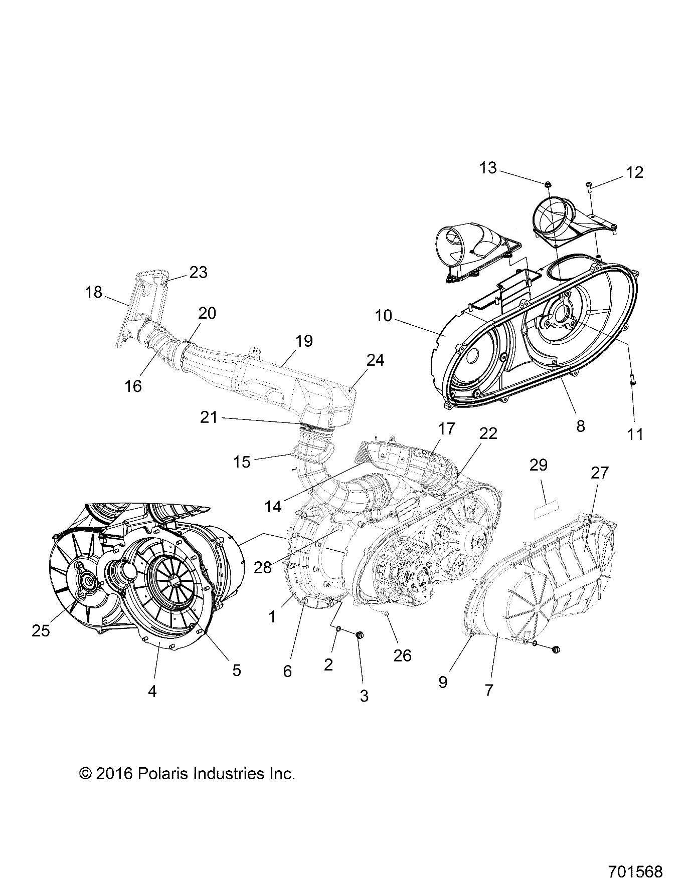 BODY, CLUTCH COVER and DUCTING - R18RTAD1B1/ED1N1 (701568)