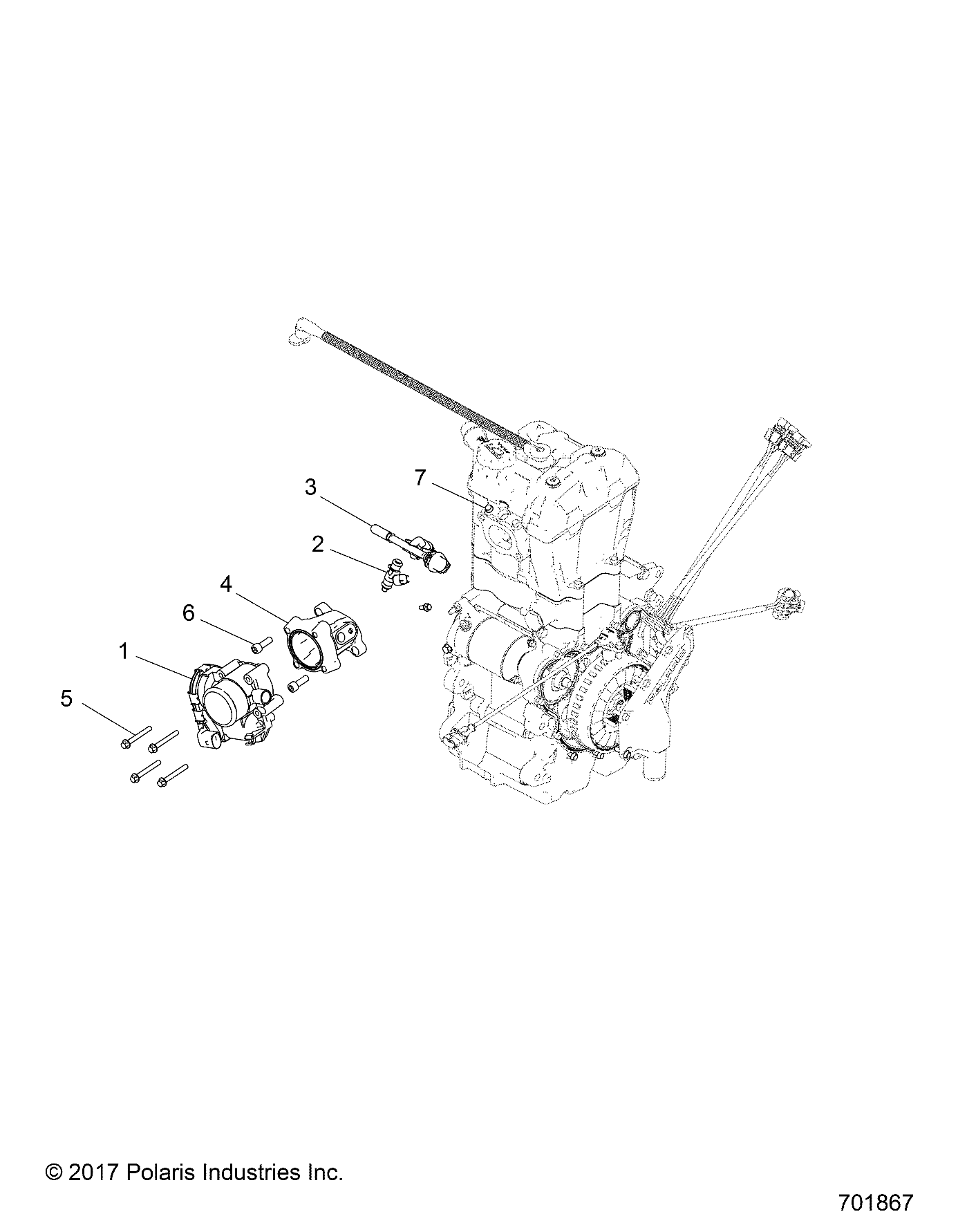 ENGINE, THROTTLE BODY and FUEL RAIL - R20M4A57L1 (701867)